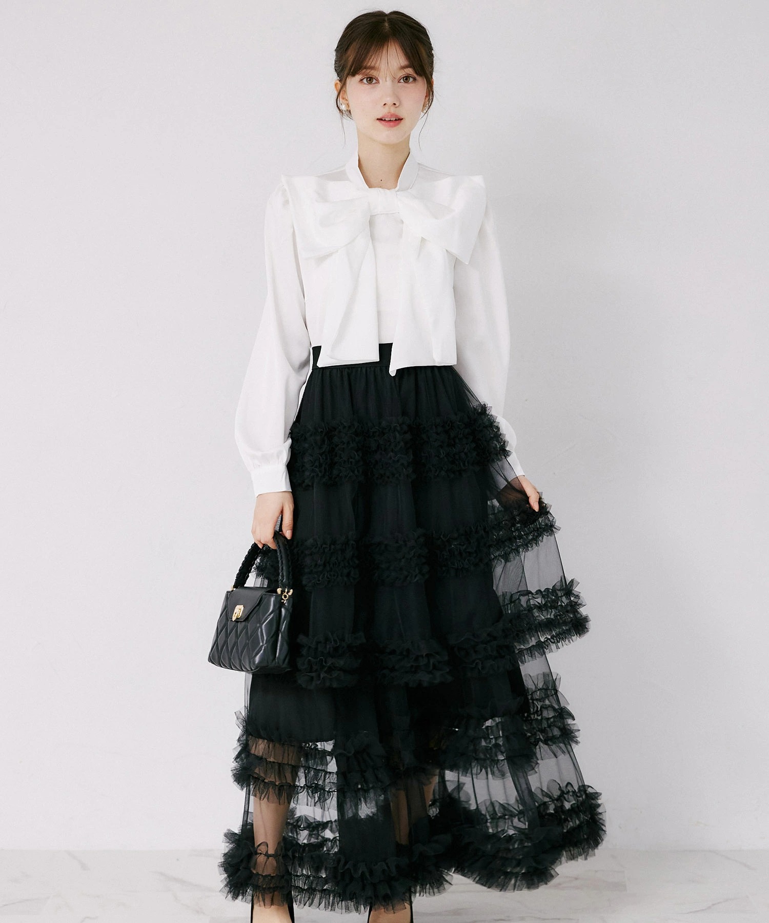 tocco トッコクローゼット　
ホイップフリルチュールティアードスカート