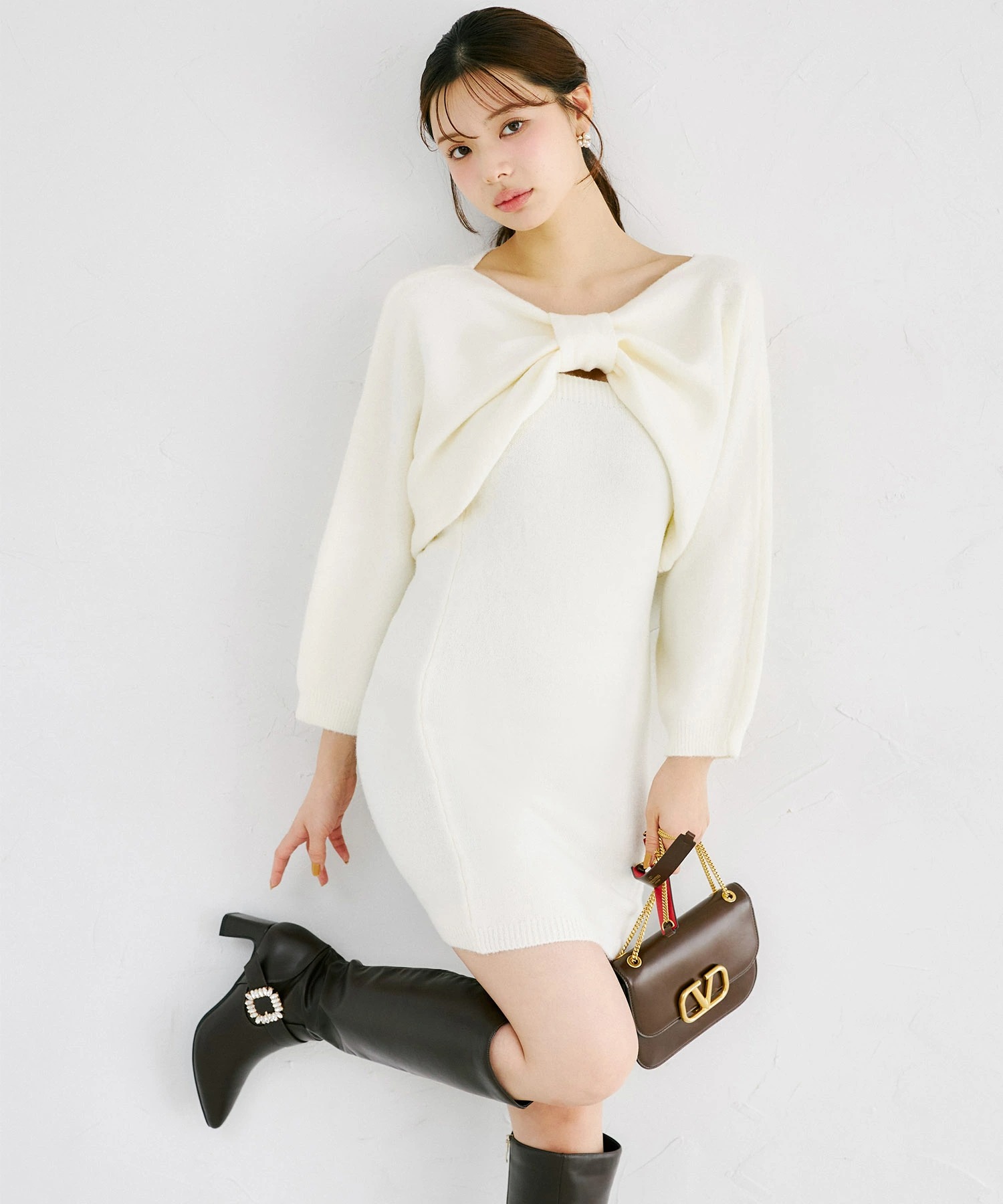 tocco トッコクローゼット　ビックリボンボレロ×キャミニットワンピースセット