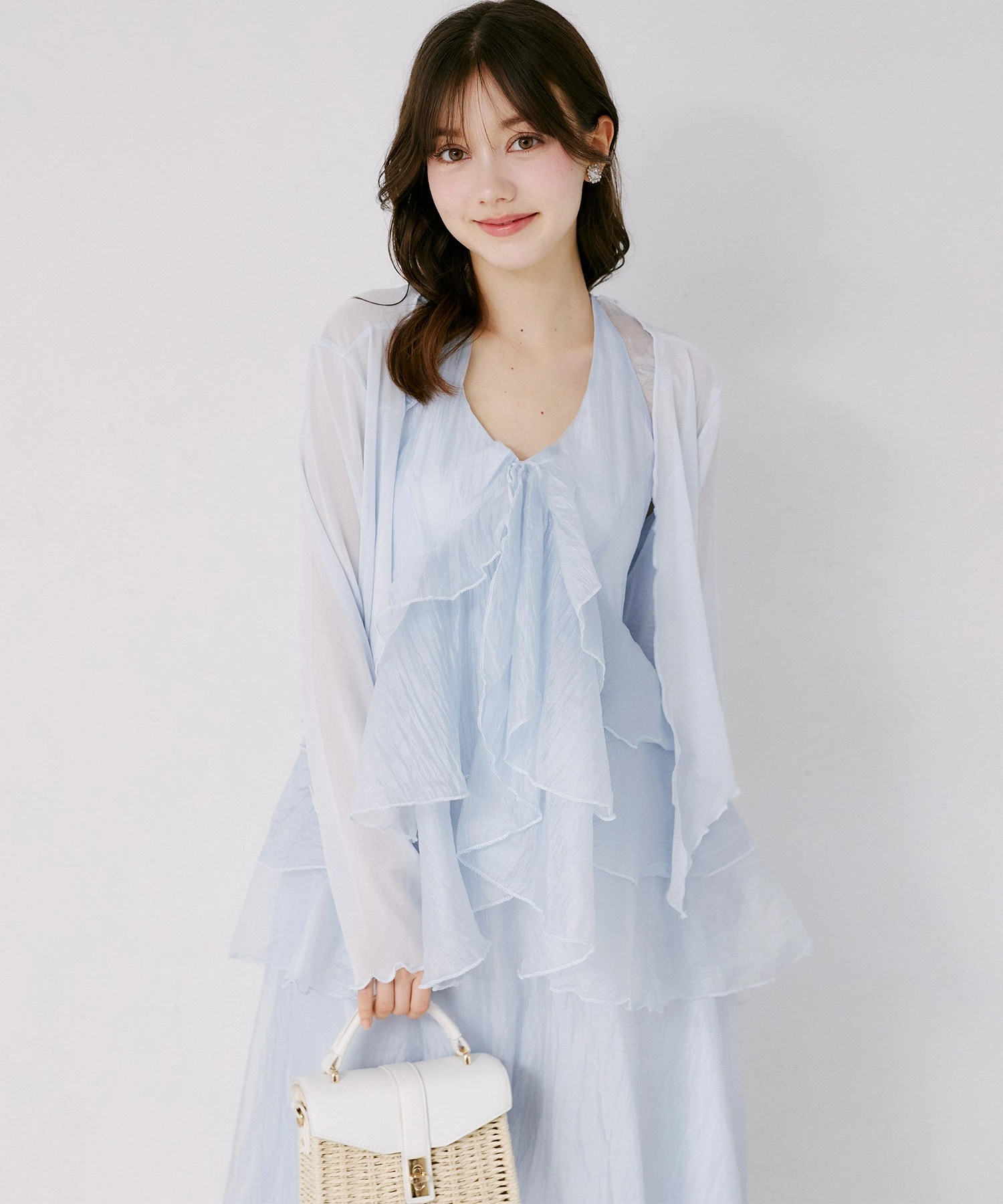 tocco トッコクローゼット　　
チュールボレロ×シアーラッフルフリルワンピースセット