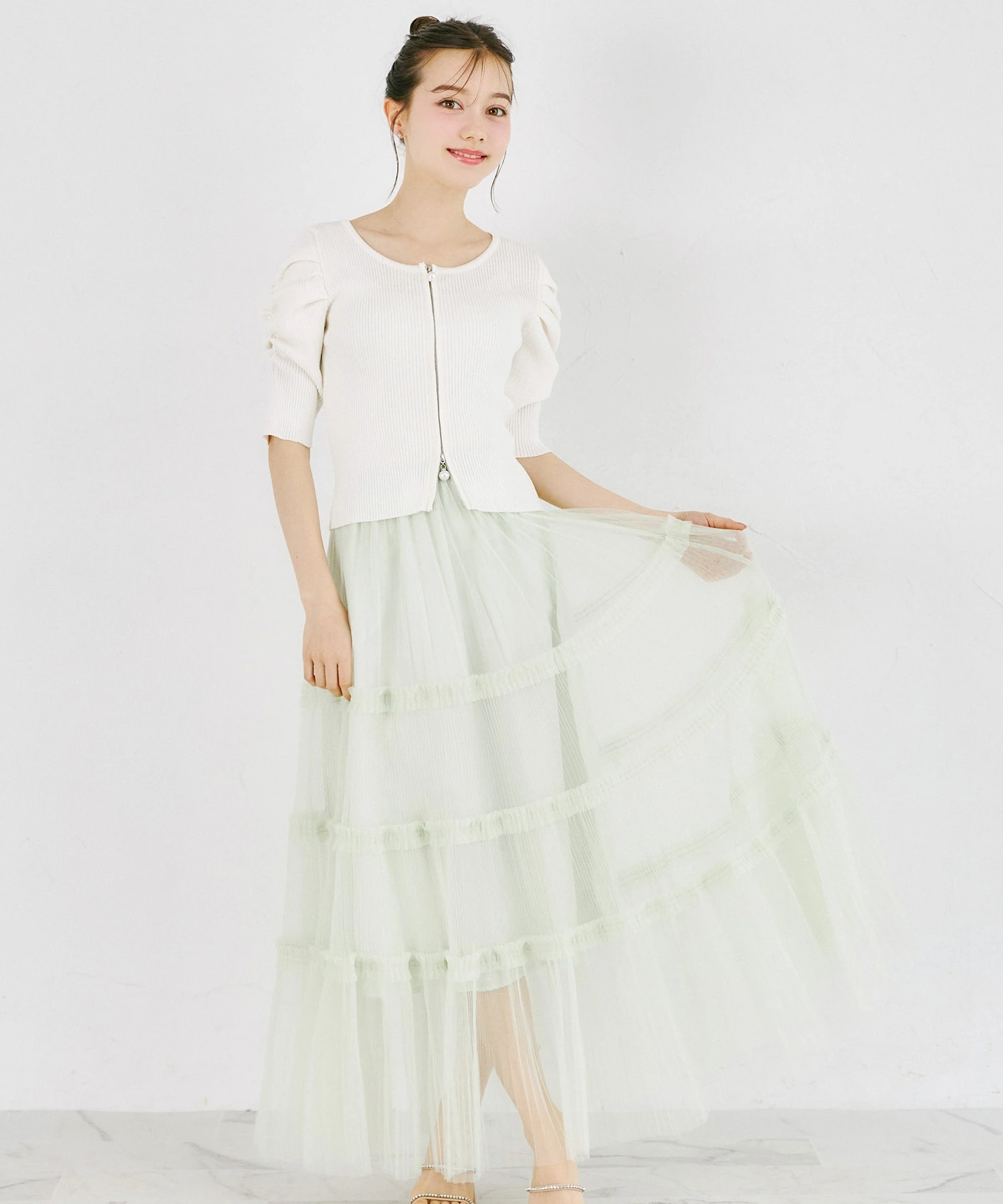 tocco トッコクローゼット　　
アコーディオンプリーツティアードフリルチュールスカート