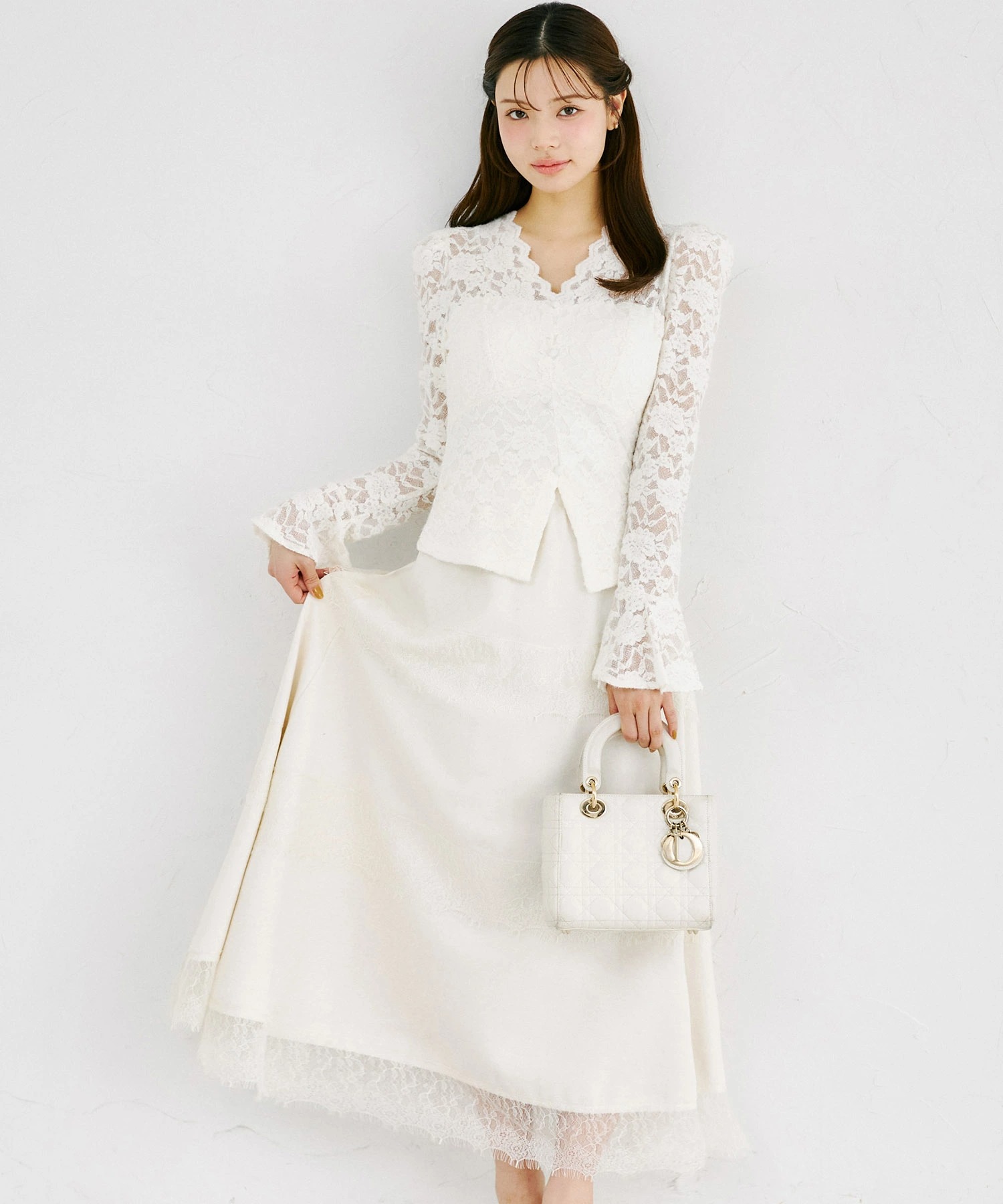 レース切り替え微起毛スカート tocco closet(トッコクローゼット)※オフィシャルサイト限定