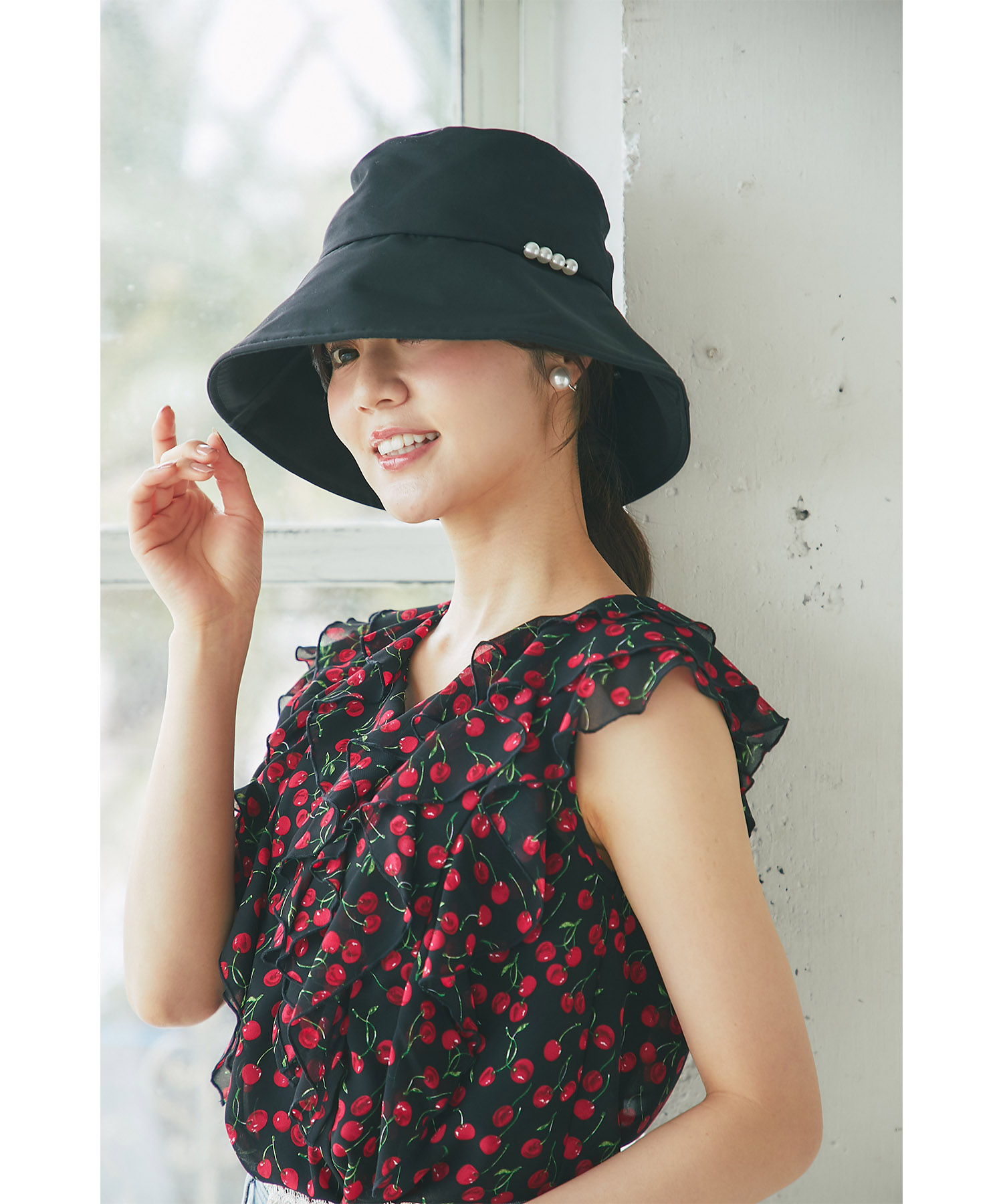 完全遮光＆接触冷感＆抗菌防臭＆洗濯ＯＫ♪フェイスカバー付きパールハット  5月18日(月)オフィシャルサイト限定ブラック再販☆ tocco closet ※セレクトアイテム※少量の在庫確保による再販売の為、交換は出来かねる場合がございます。予めご了承ください。