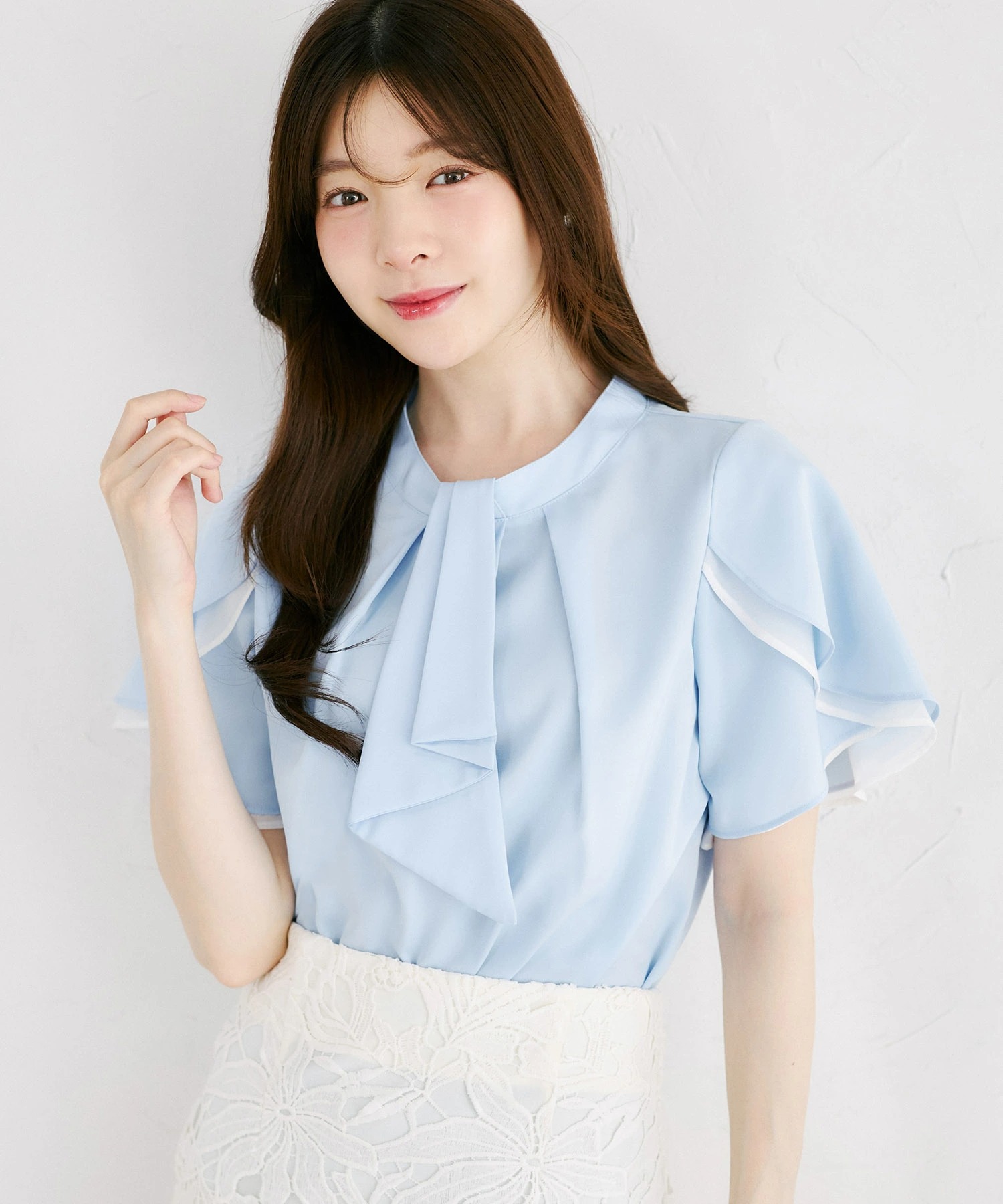 tocco トッコクローゼット　２ＷＡＹラッフルタイ付きレイヤードスリーブブラウス