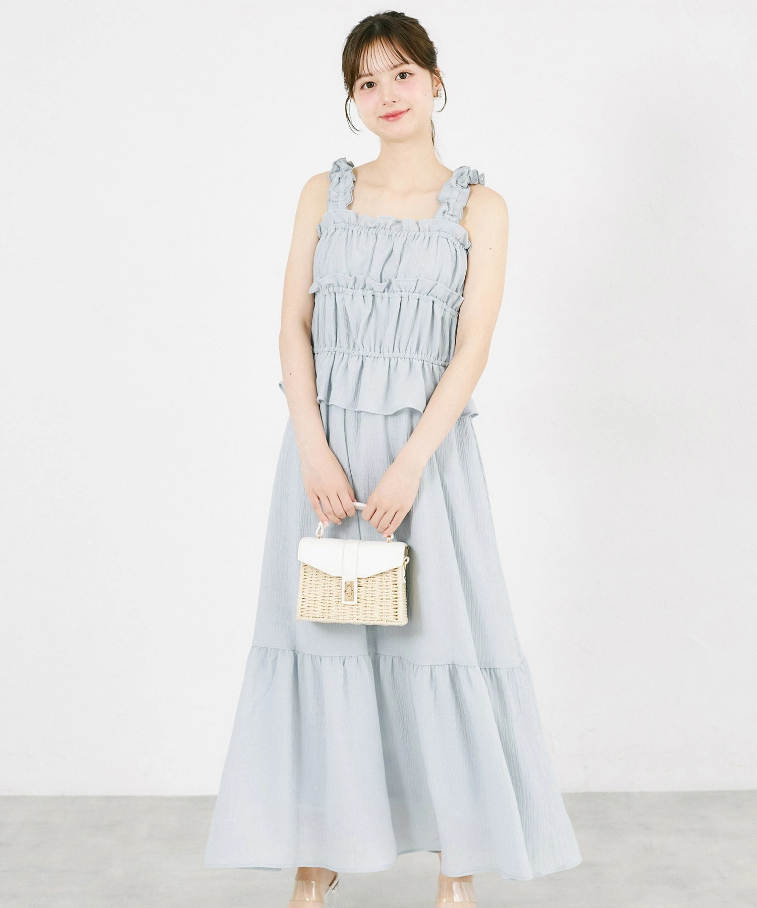 楊柳フリルギャザーキャミワンピース tocco closet(トッコクローゼット)　
