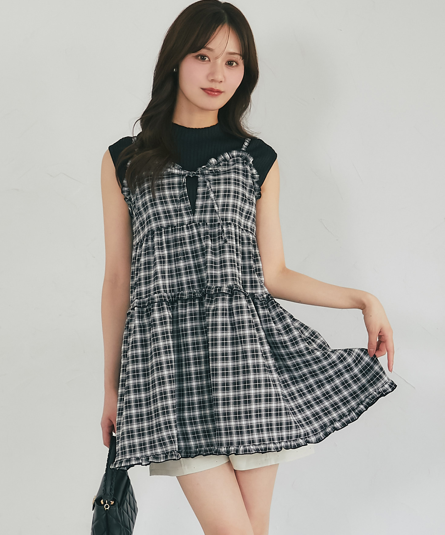 リボン付きティアードフリルチュニック tocco closet(トッコクローゼット)