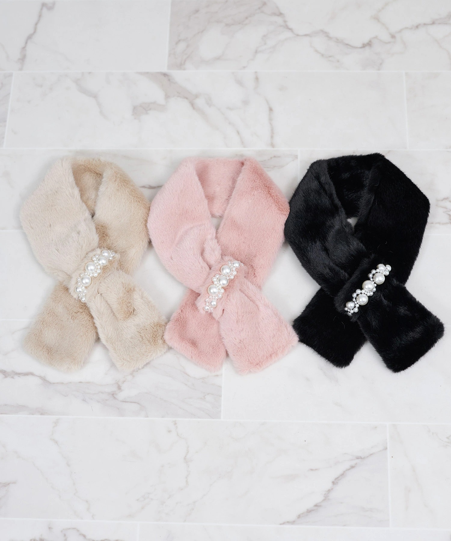 メニーパール装飾ふわもこフェイクファーティペット tocco closet(トッコクローゼット)※セレクトアイテム