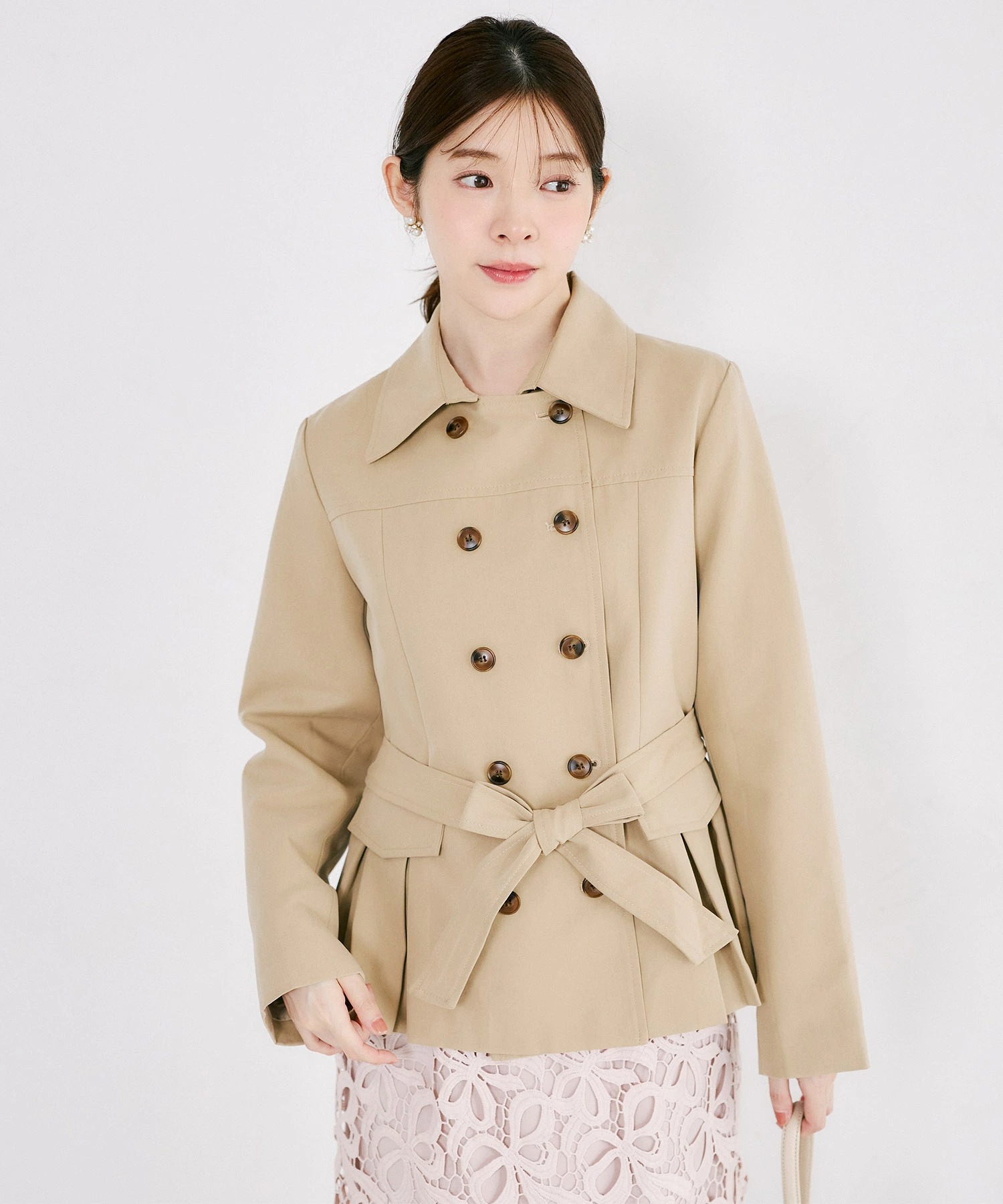 ウエストリボン付きトレンチライクショートコート tocco closet(トッコクローゼット)※オフィシャルサイト限定