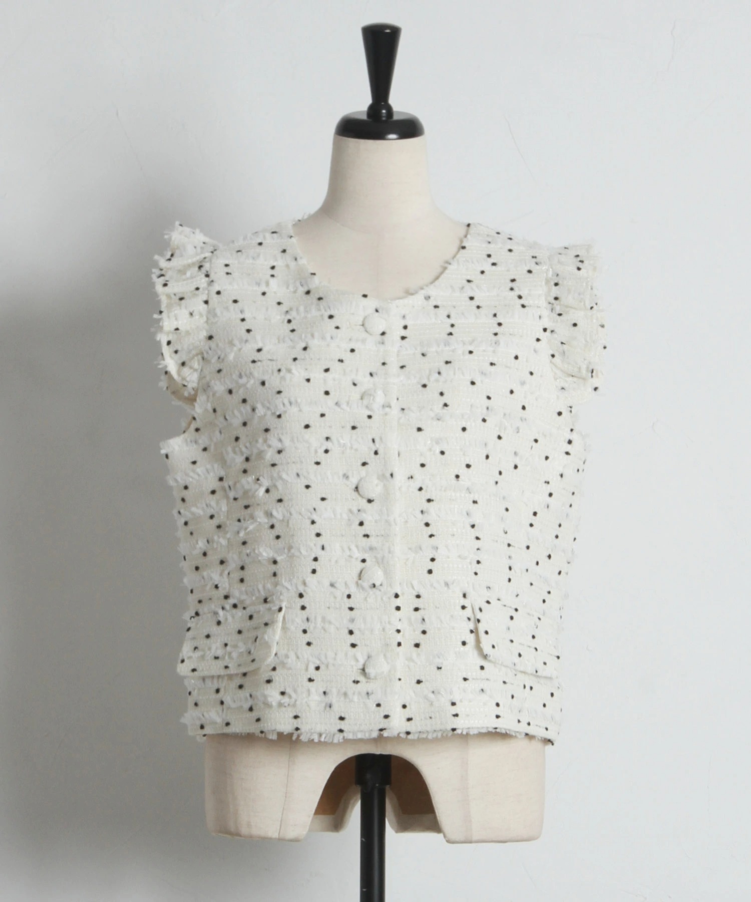 tocco トッコクローゼット　　
ドット柄フリルツイードベスト 