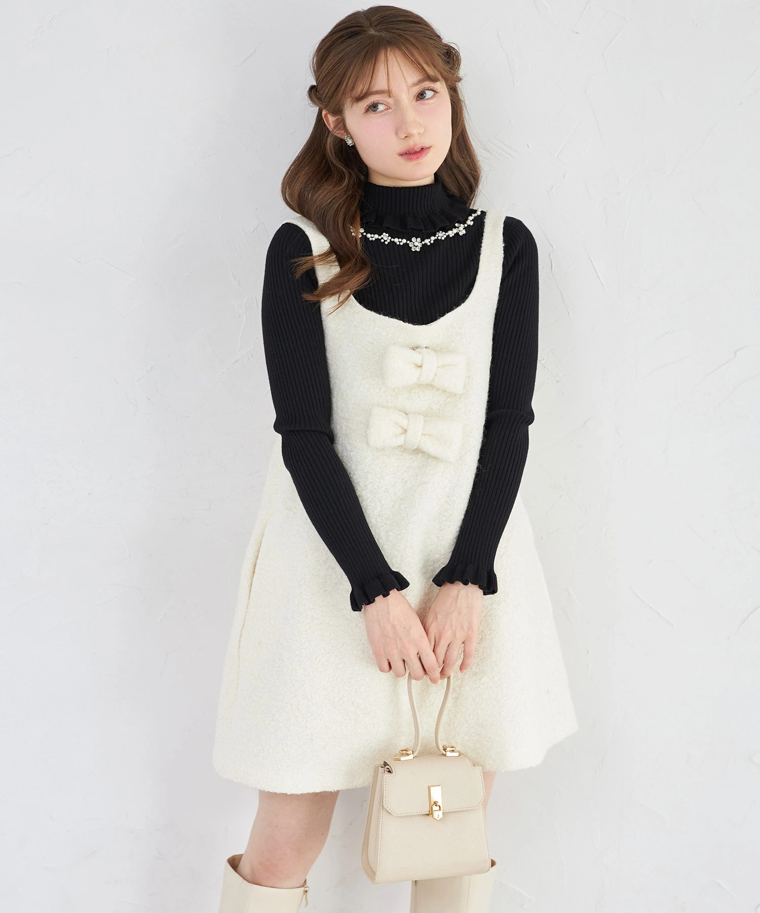 tocco トッコクローゼット　フロントリボン付きジャンパースカート