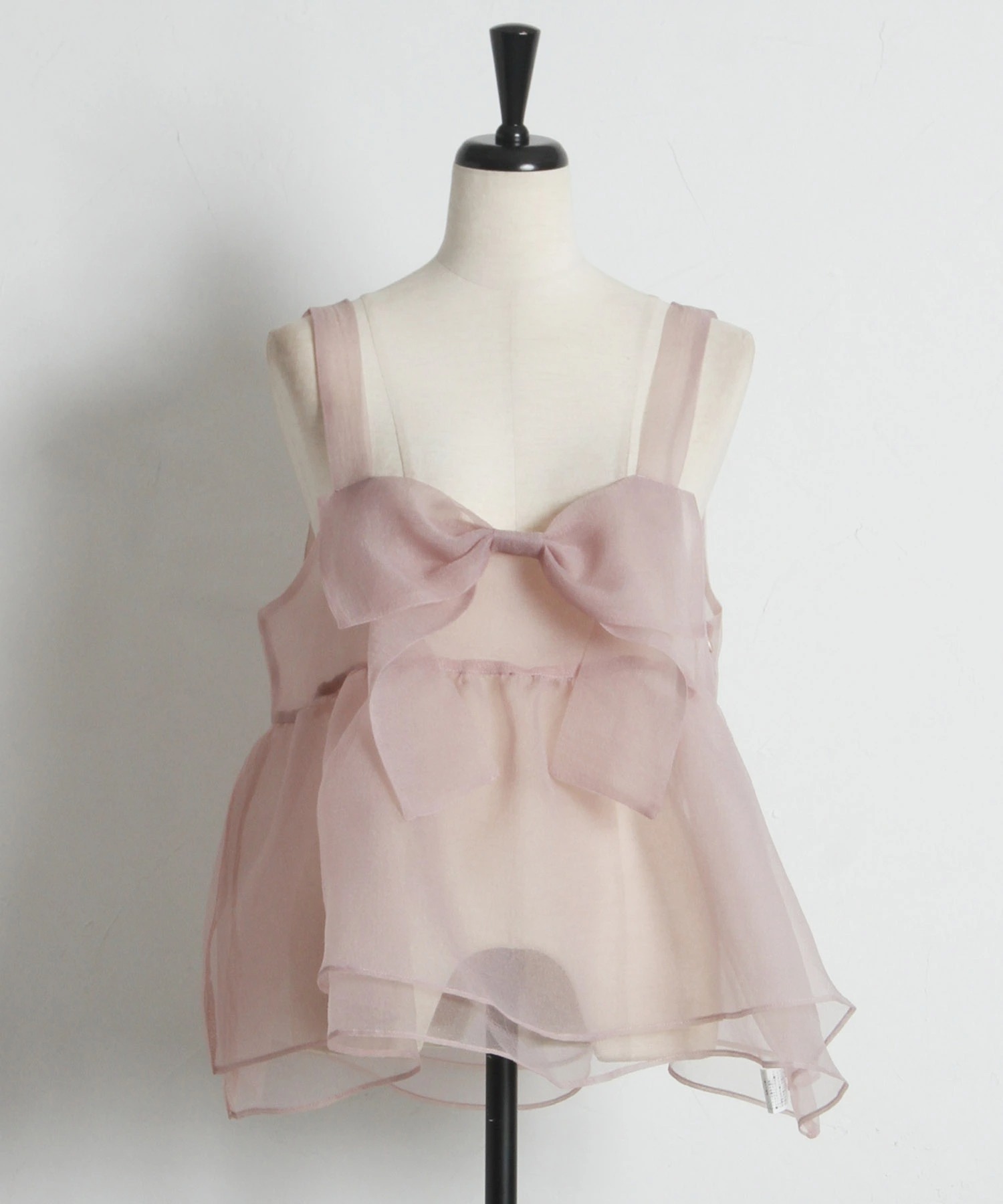 tocco トッコクローゼット　　
リボン付きシアーペプラムトップス