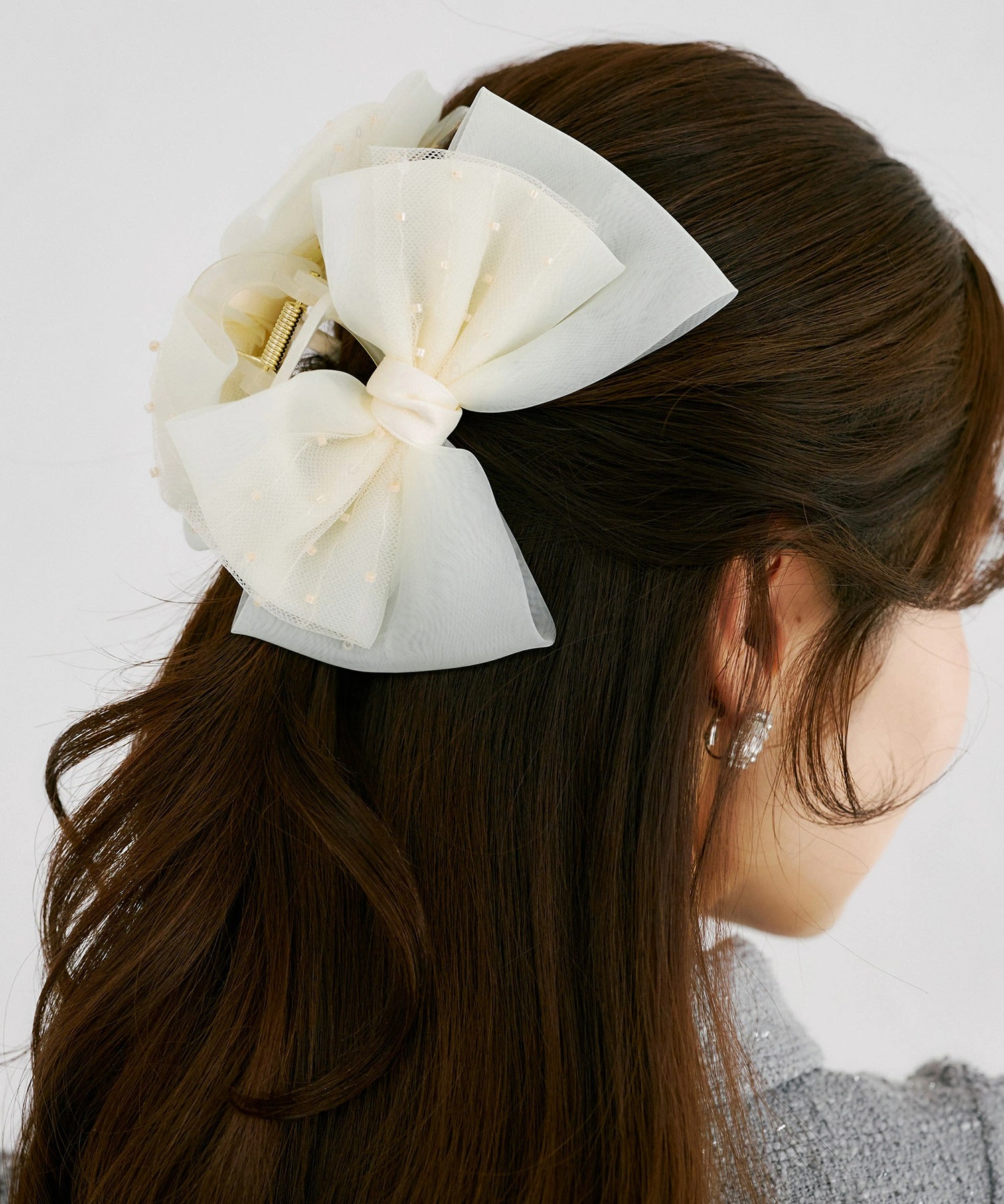 tocco トッコクローゼット　
スパンコールシアーリボンヘアクリップ