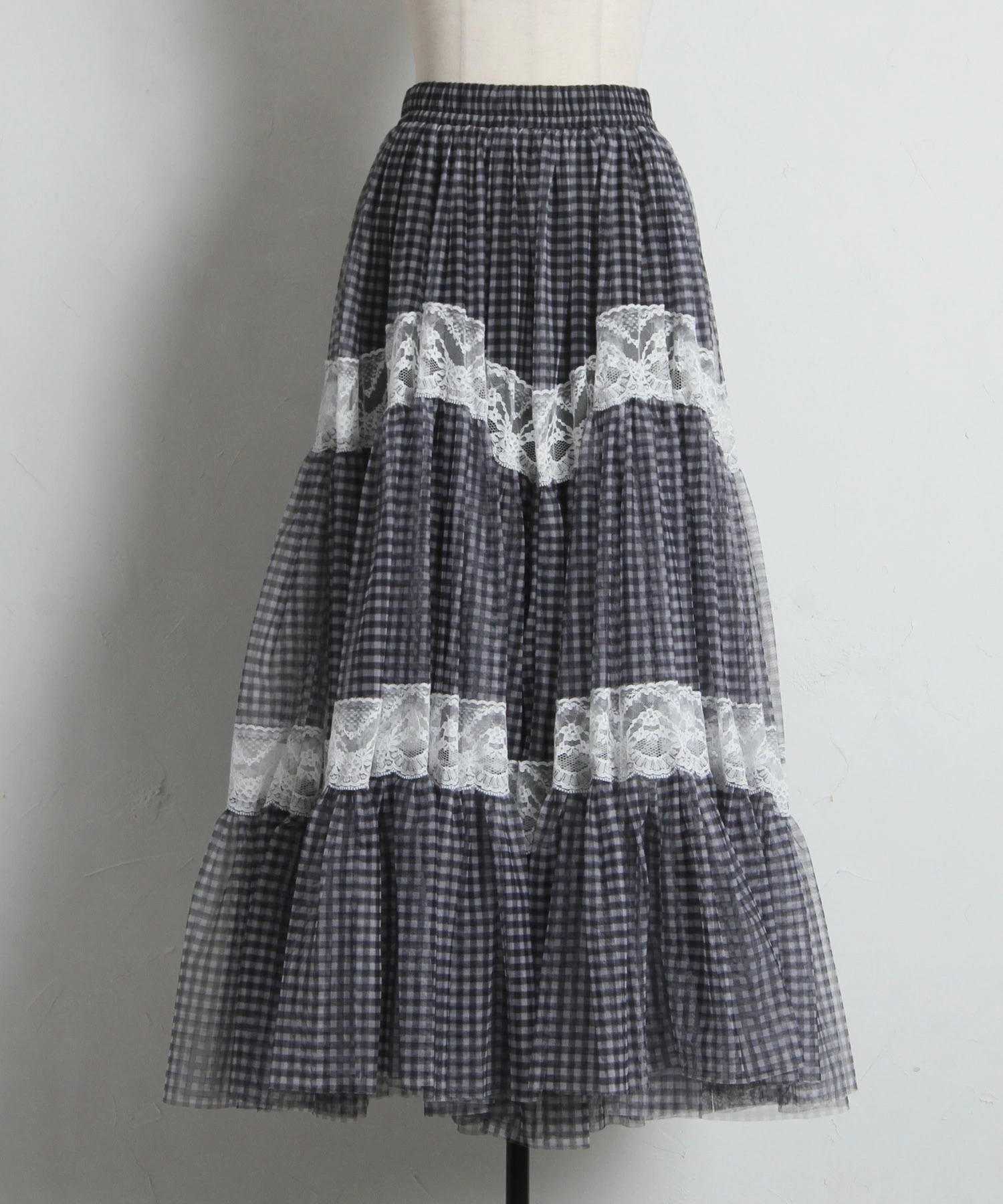 tocco トッコクローゼット　　
レースラインギンガムチェックチュールスカート