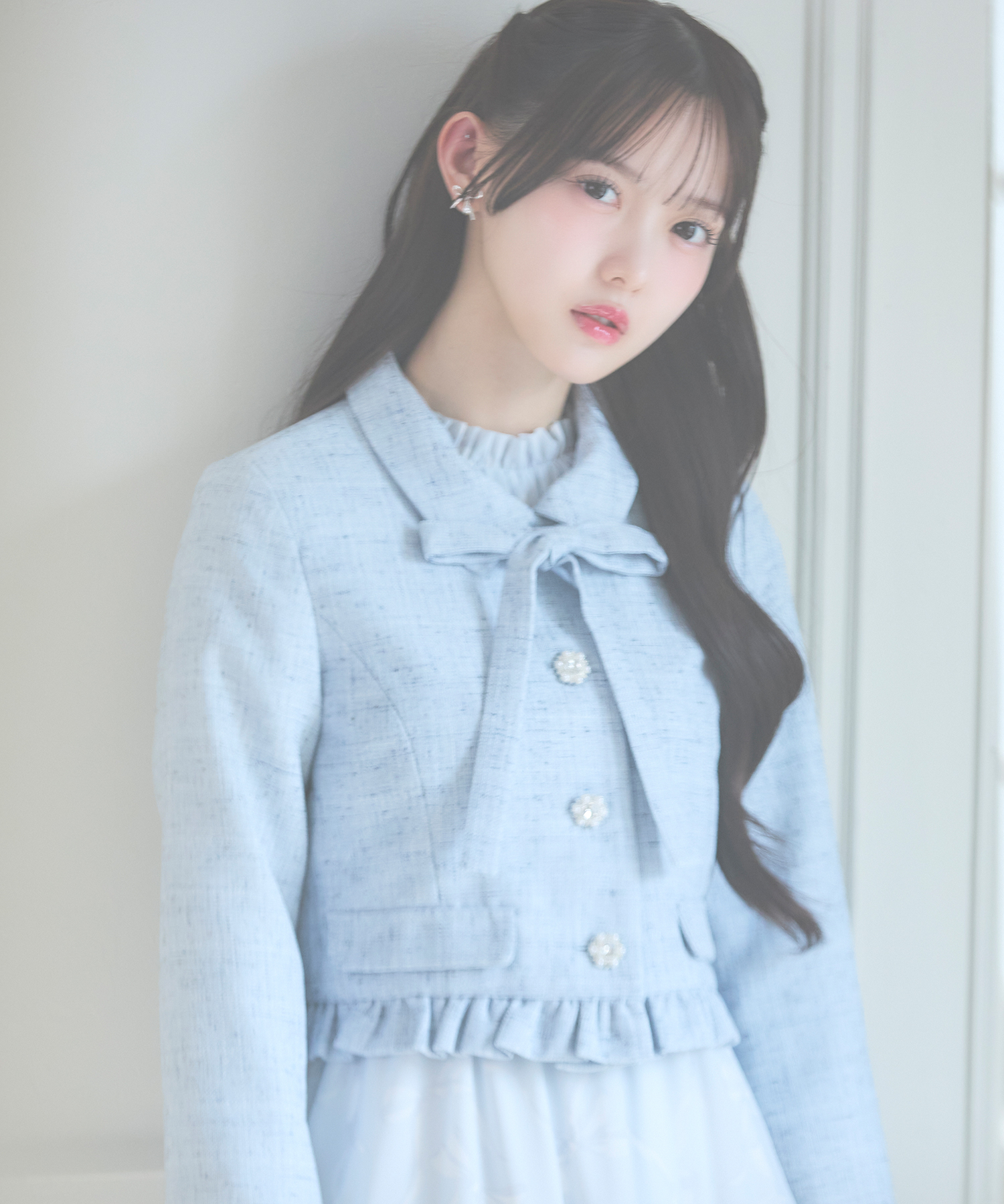 ２ＷＡＹリボン付きツイードフリルショートジャケット Suyunn(スユン) ※松本ももなさんはブルー着用