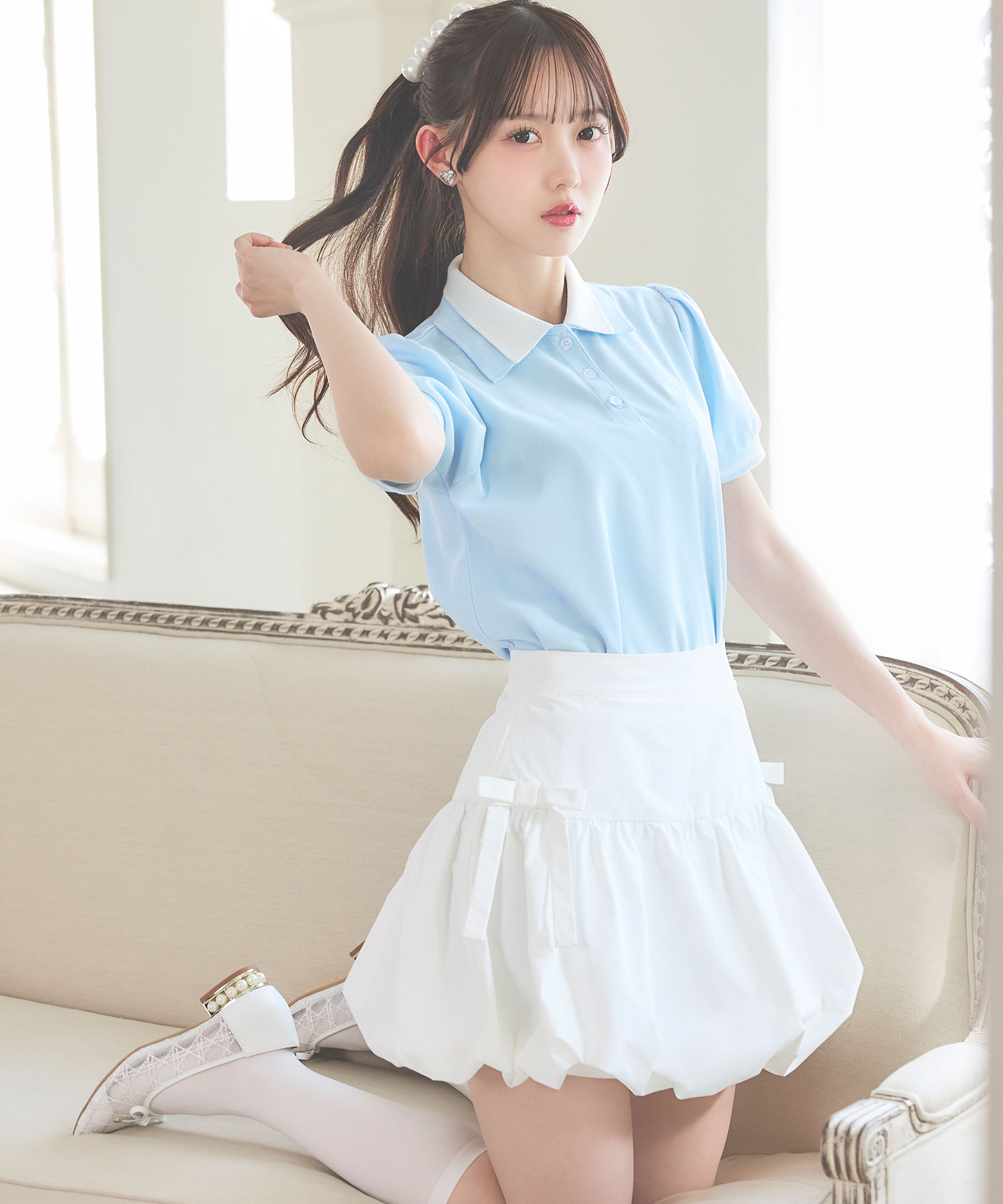 tocco トッコクローゼット　リボン付きインナーパンツ仕様タフタバルーンスカート