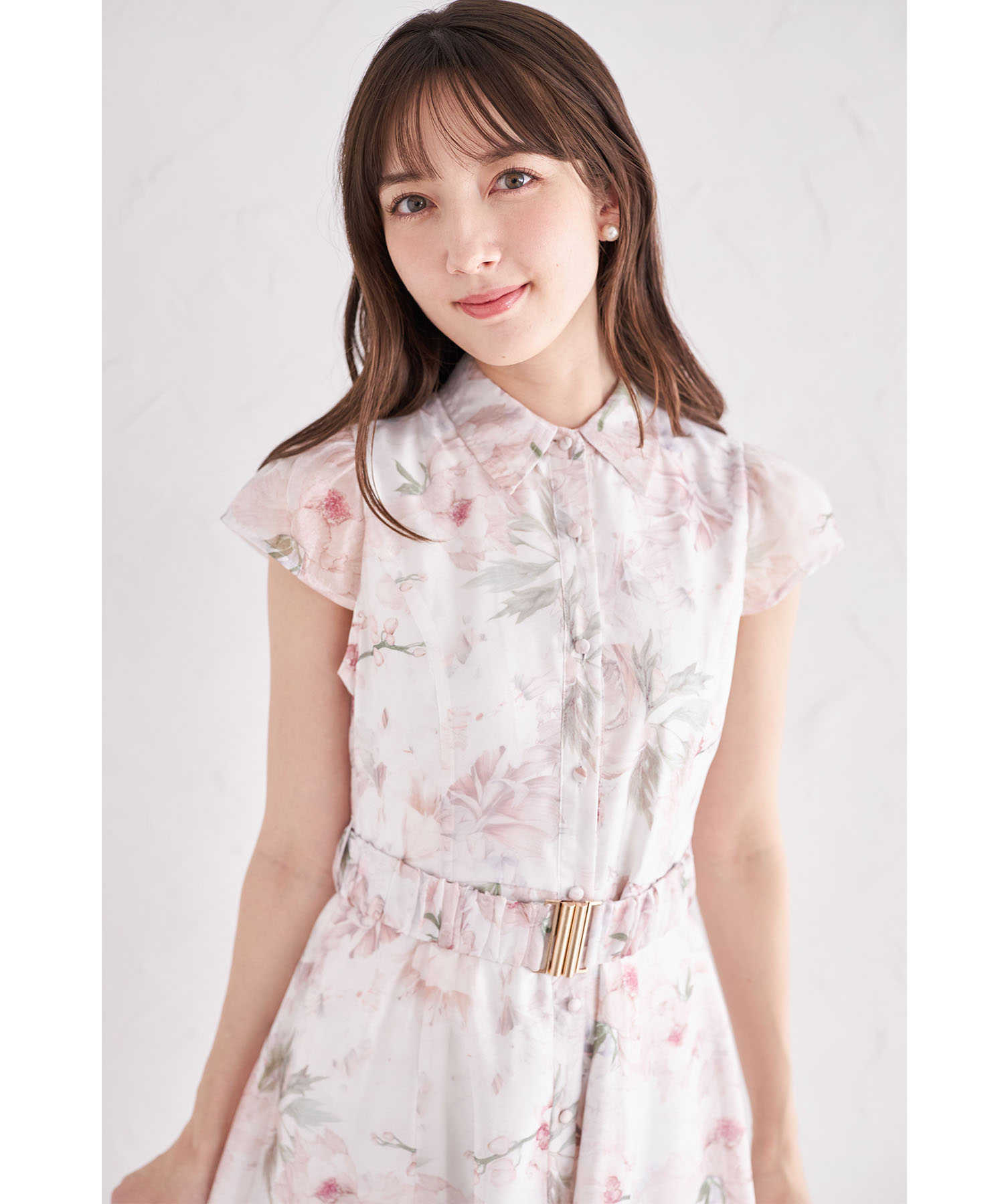 ベルト付き水彩シアーフラワープリントシャツワンピース 6月30日(月)オフィシャルサイト限定再販☆【callista カリスタ】 tocco closet(トッコクローゼット)《tocco closet luxe》※少量の在庫確保による再販売の為、交換は出来かねる場合がございます。予めご了承ください。