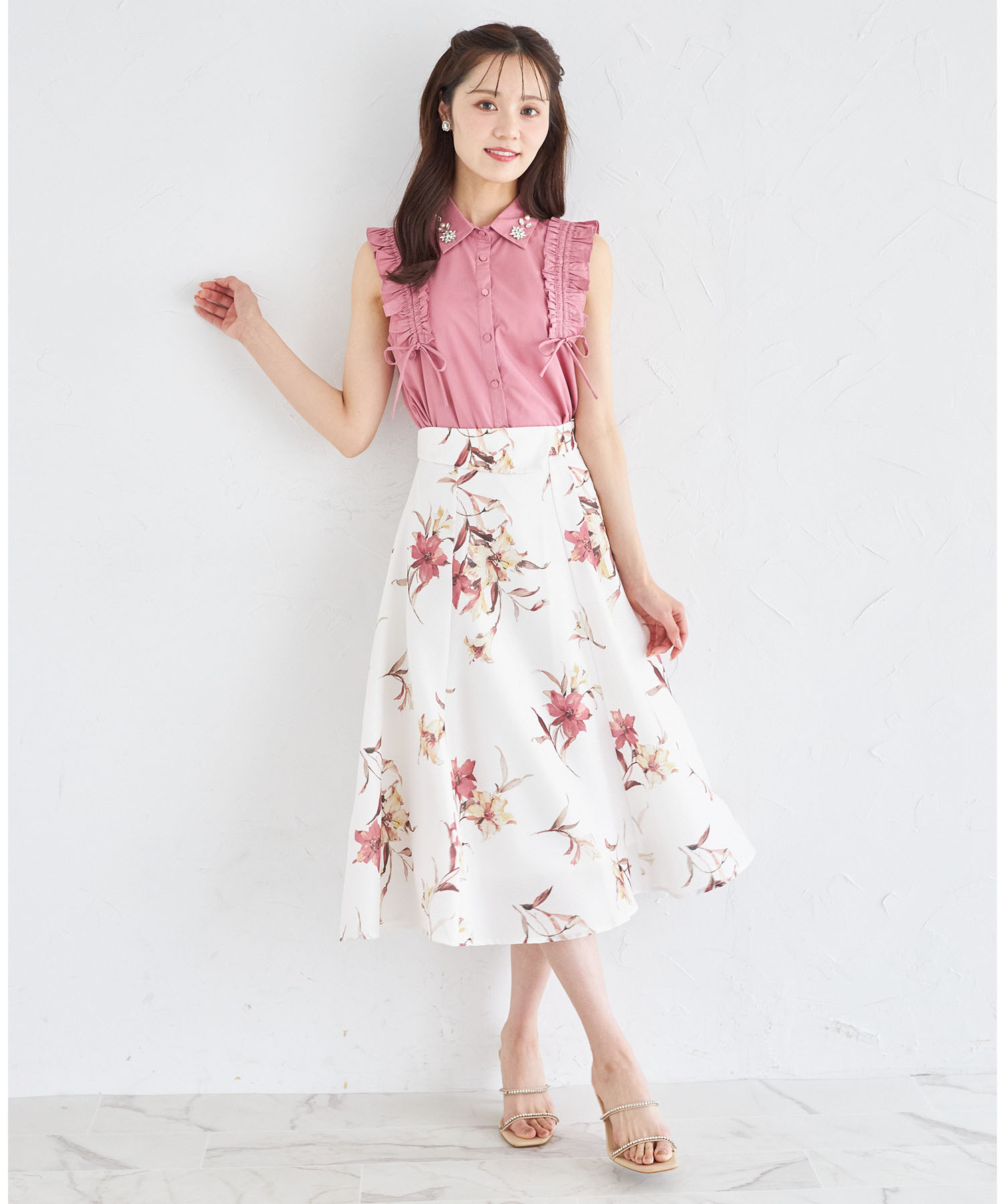 ウエストアシメ切り替えフラワープリントフレアスカート 8月11日(月)オフィシャルサイト限定再販☆【riquina リキーナ】tocco closet(トッコクローゼット)《tocco closet luxe》※少量の在庫確保による再販売の為、交換は出来かねる場合がございます。予めご了承ください。