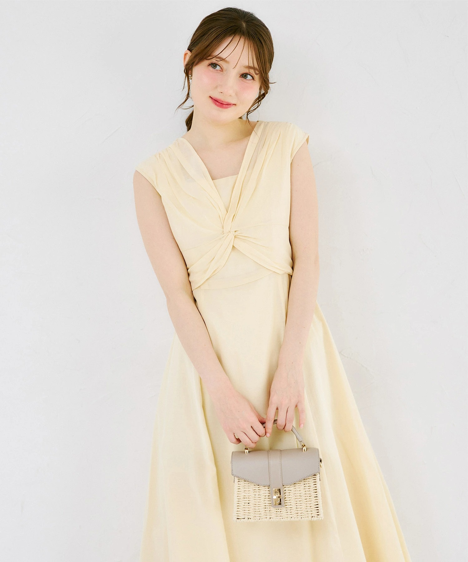 tocco トッコクローゼット　フロントクロスコットンライクフレアワンピース