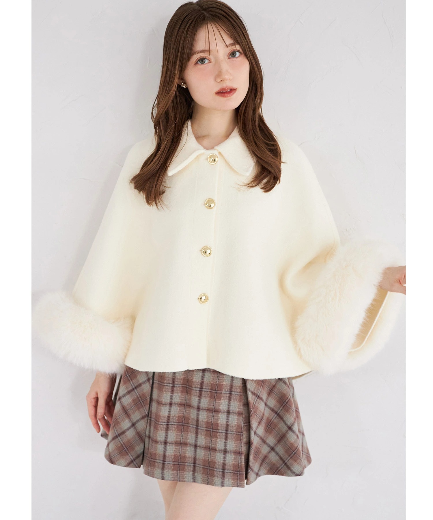 tocco トッコクローゼット　２ＷＡＹファー付きケープライクコート