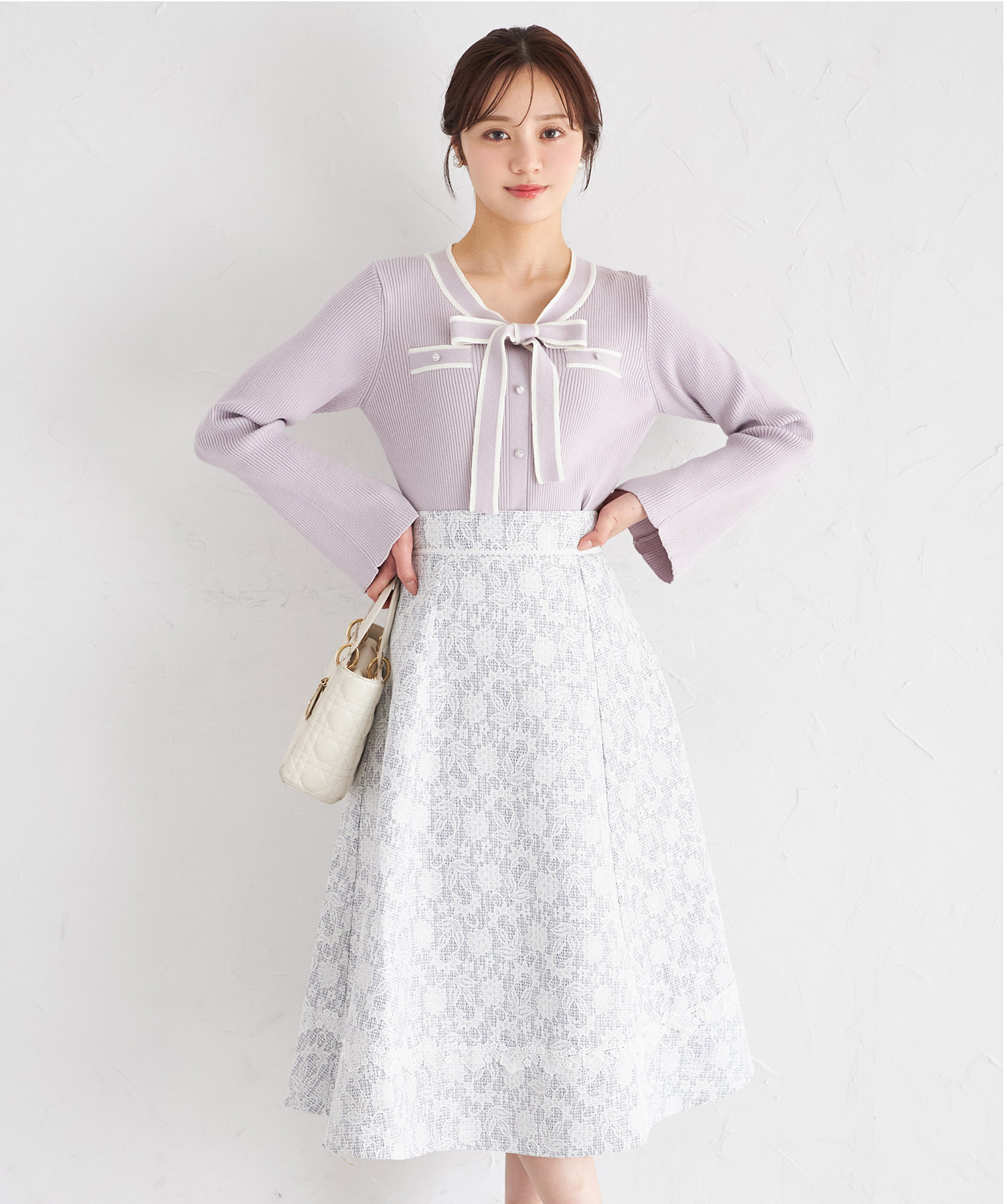 レースボンディングツイードフレアスカート 1月23日(金)再販決定☆　【aceline アセリン】 tocco closet(トッコクローゼット) ※少量の在庫確保による再販売の為、交換は出来かねる場合がございます。