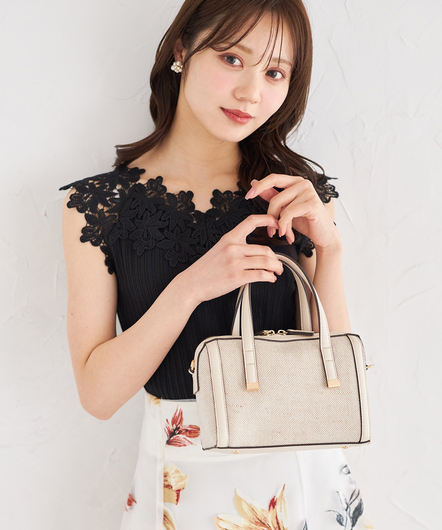 ２ＷＡＹショルダー付き異素材バッグ【alorine アロリン】 tocco closet(トッコクローゼット)※セレクトアイテム ＊スペシャルプライス品につき返品/キャンセル/配送日指定不可/ラッピング不可/少量在庫のセールの為交換は出来かねる場合がございます。