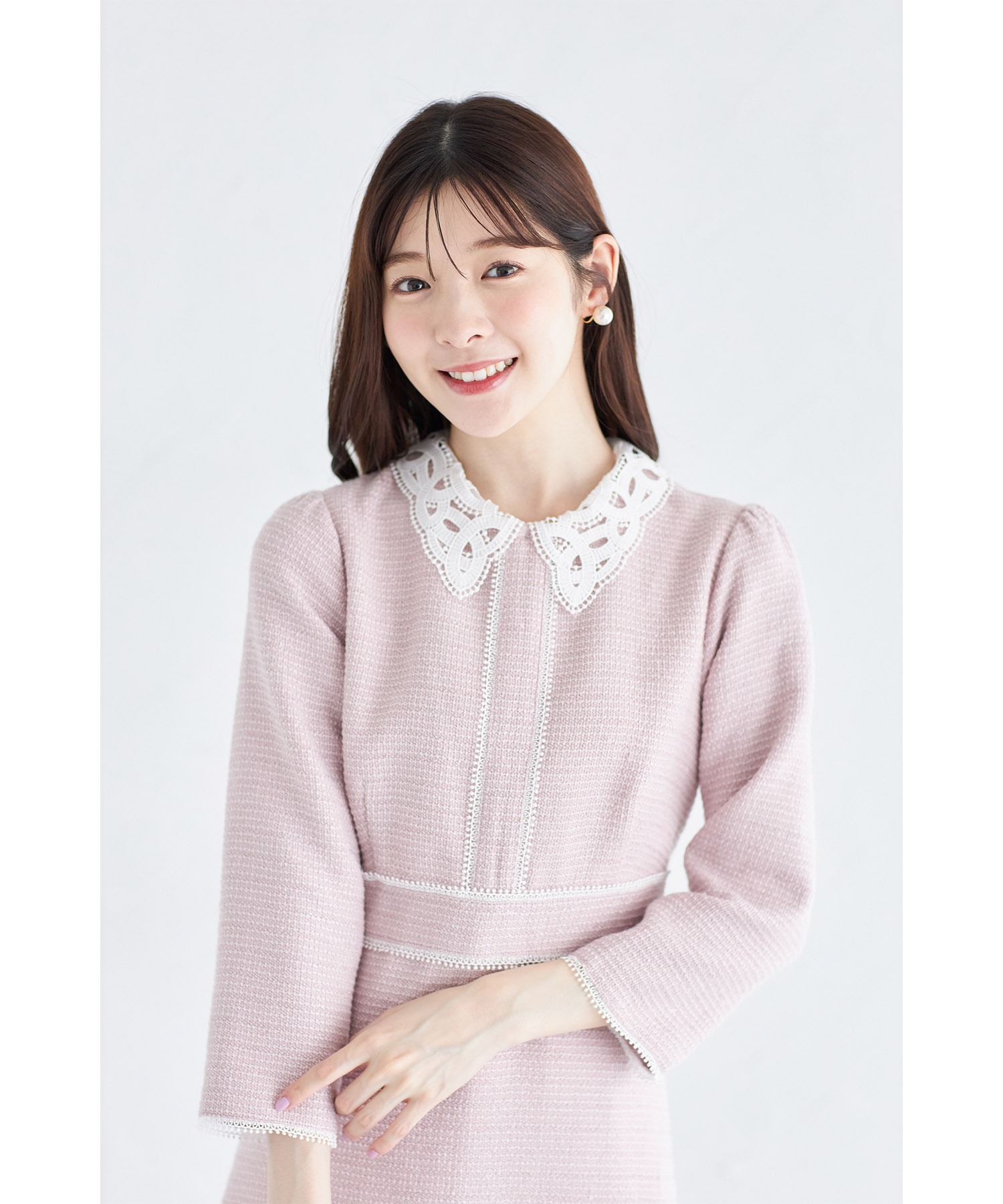 ２ＷＡＹレース襟付きラインレース×ツイードワンピース 3月5日(水)再販決定☆【aneran アネラン】tocco closet(トッコクローゼット)《Dress for Special Day》《Tweed Collection》