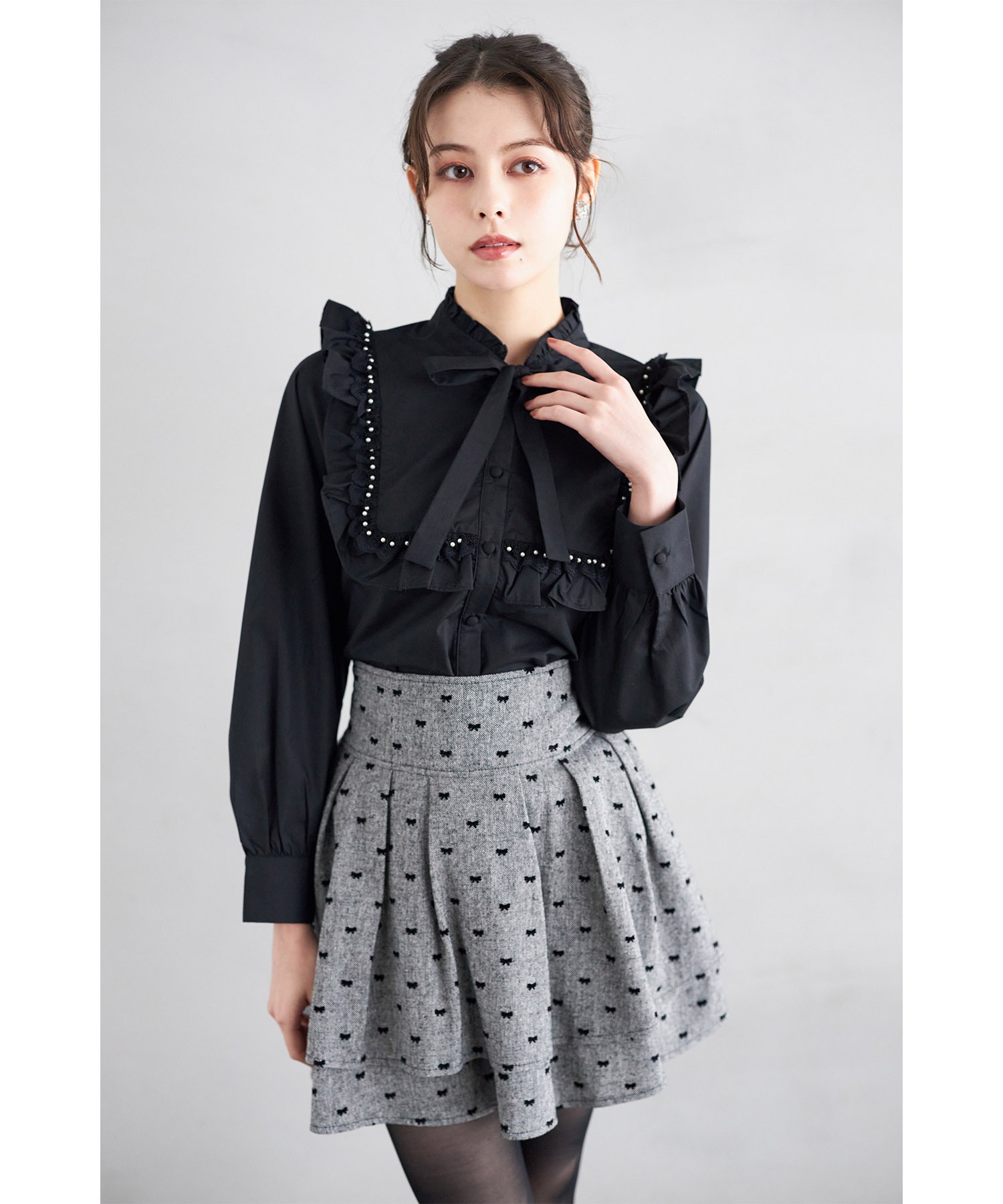 リボンフロッキーミニスカパン tocco closet(トッコクローゼット)＊スペシャルプライス品につき返品/キャンセル/配送日指定不可/ラッピング不可/少量在庫のセールの為交換は出来かねる場合がございます。
