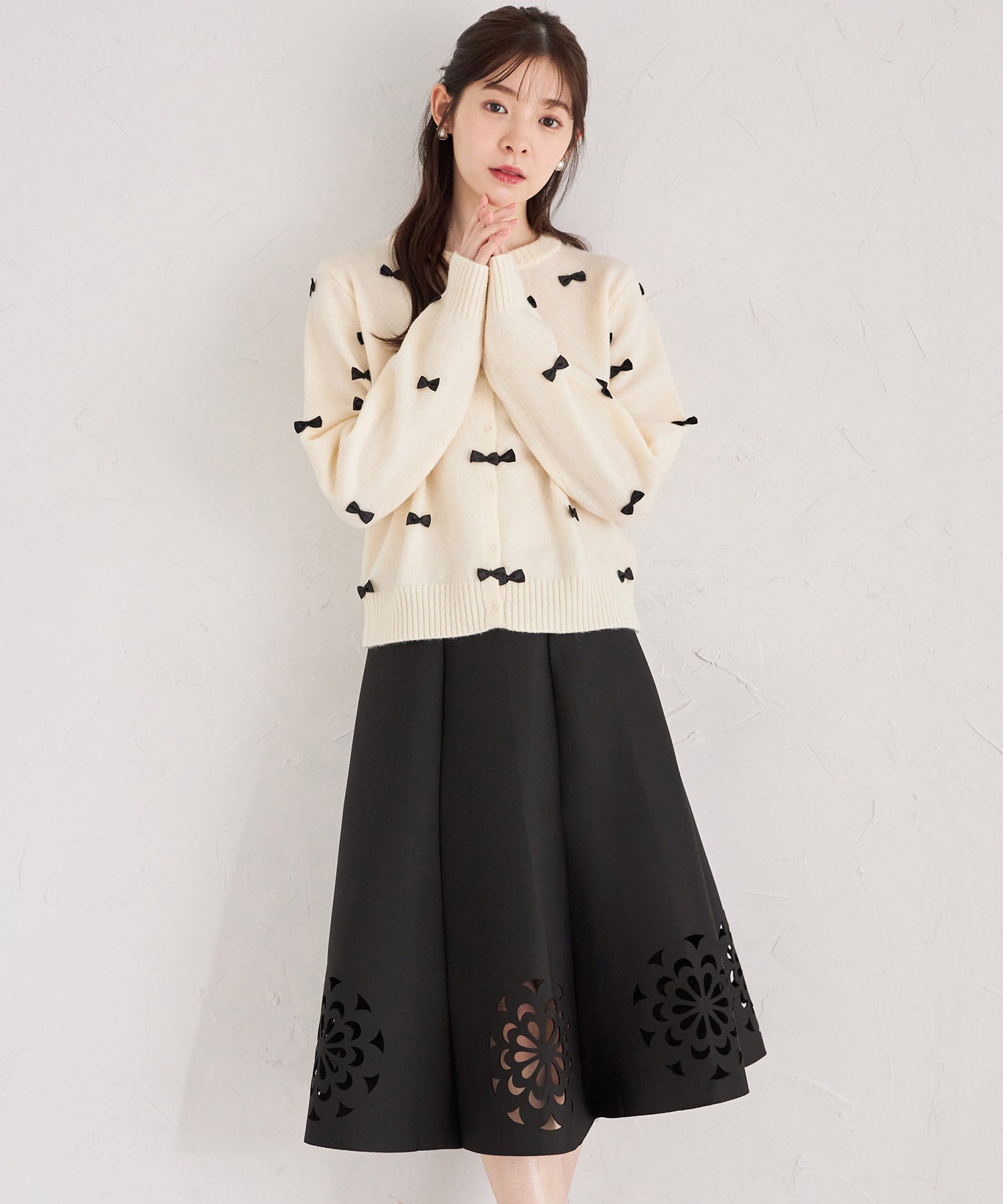 フラワーカットワークフレアスカート【azaleina アザリナ】 tocco closet(トッコクローゼット)　