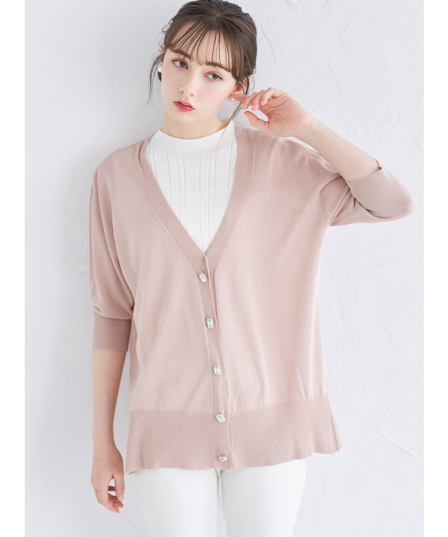 ＵＶカット＆接触冷感♪クリアビジュー釦カーディガン【carandy キャランディ】 tocco closet(トッコクローゼット)　＊スペシャルプライス品につき返品/キャンセル/配送日指定不可/ラッピング不可/少量在庫のセールの為交換は出来かねる場合がございます。