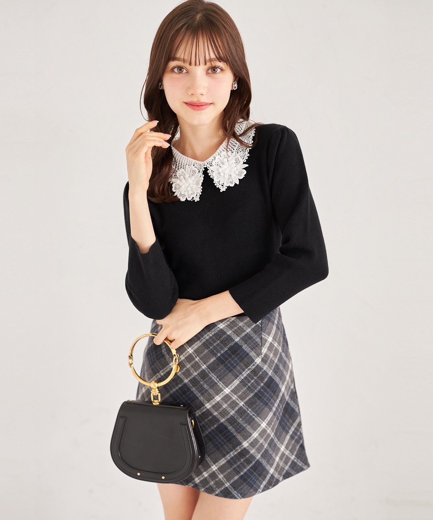 チェック柄ミニスカパン 2月4日(火)オフィシャルサイト限定ブラック再販☆【carlotte カーロット】 tocco closet(トッコクローゼット) ※少量の在庫確保による再販売の為、交換は出来かねる場合がございます。予めご了承ください。