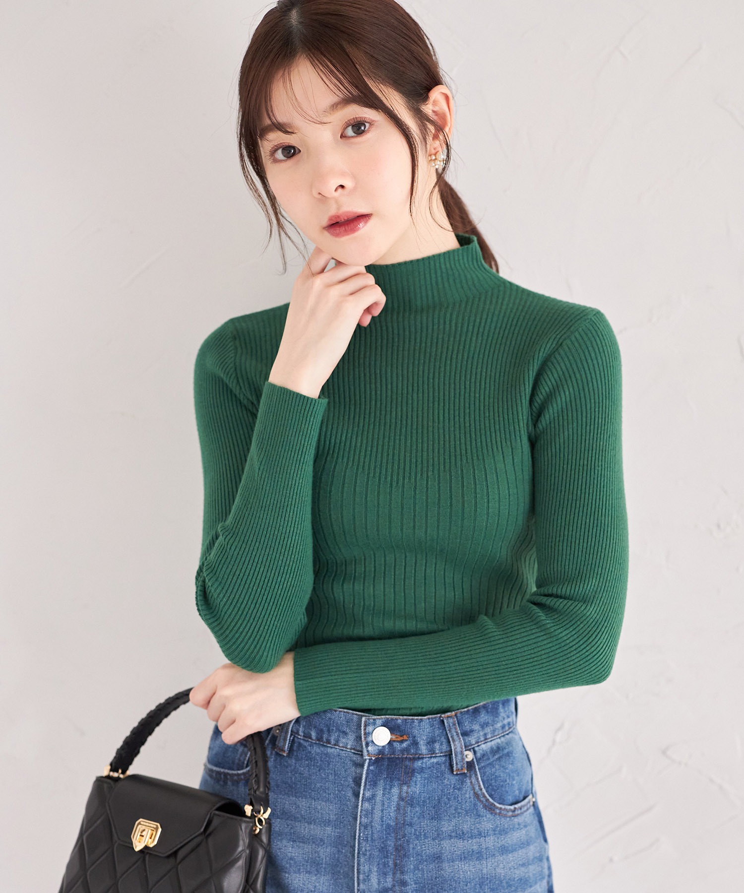 ハイネックランダムリブニットプルオーバー【coralith コラリス】 tocco closet ＊スペシャルプライス品につき返品/キャンセル/配送日指定不可/ラッピング不可/少量在庫のセールの為交換は出来かねる場合がございます。