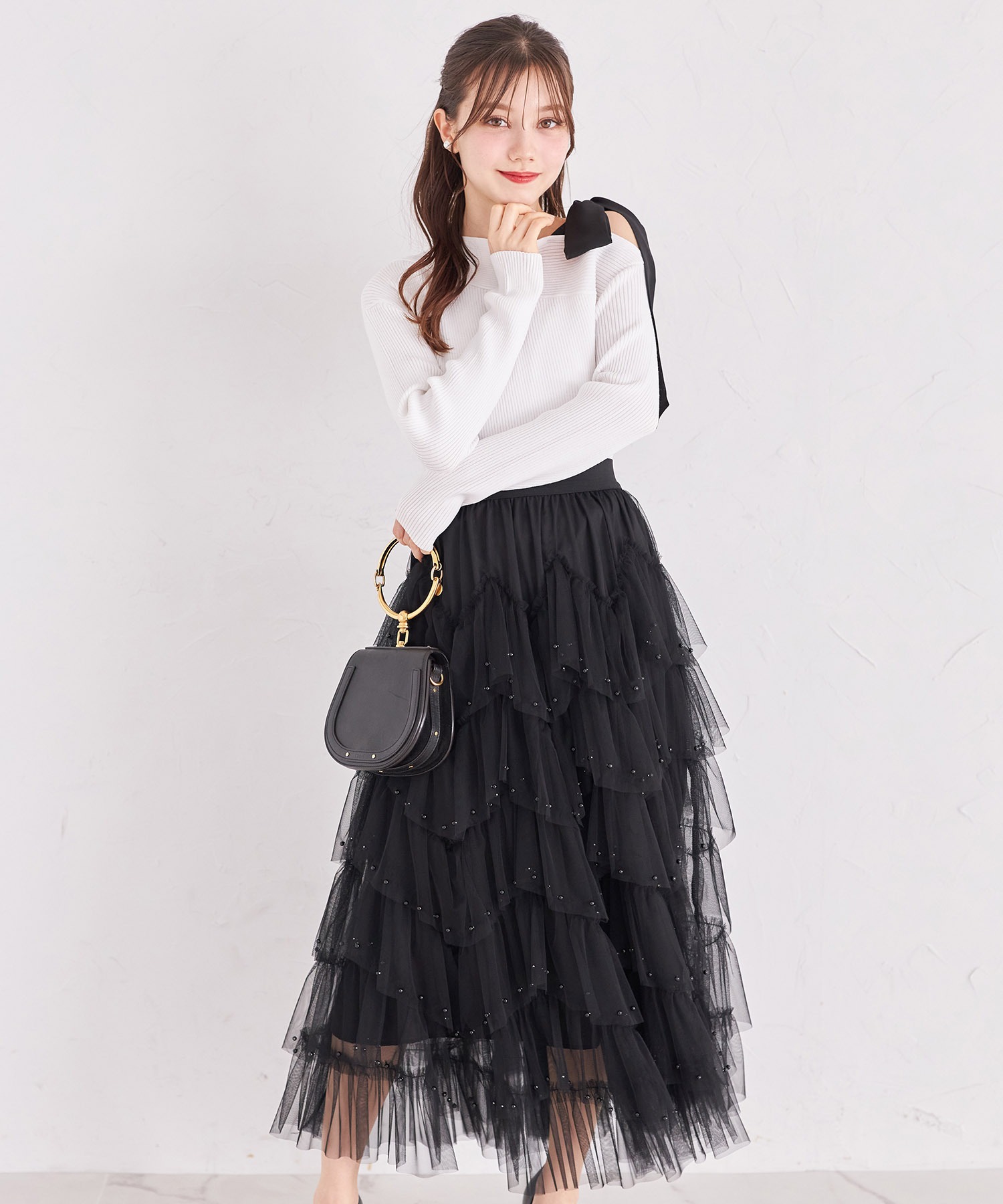 ビーズ付きチュールティアードスカート 4月28日(月)オフィシャルサイト限定再販☆【elavine エラヴィン】 tocco closet(トッコクローゼット)※少量の在庫確保による再販売の為、交換は出来かねる場合がございます。予めご了承ください。