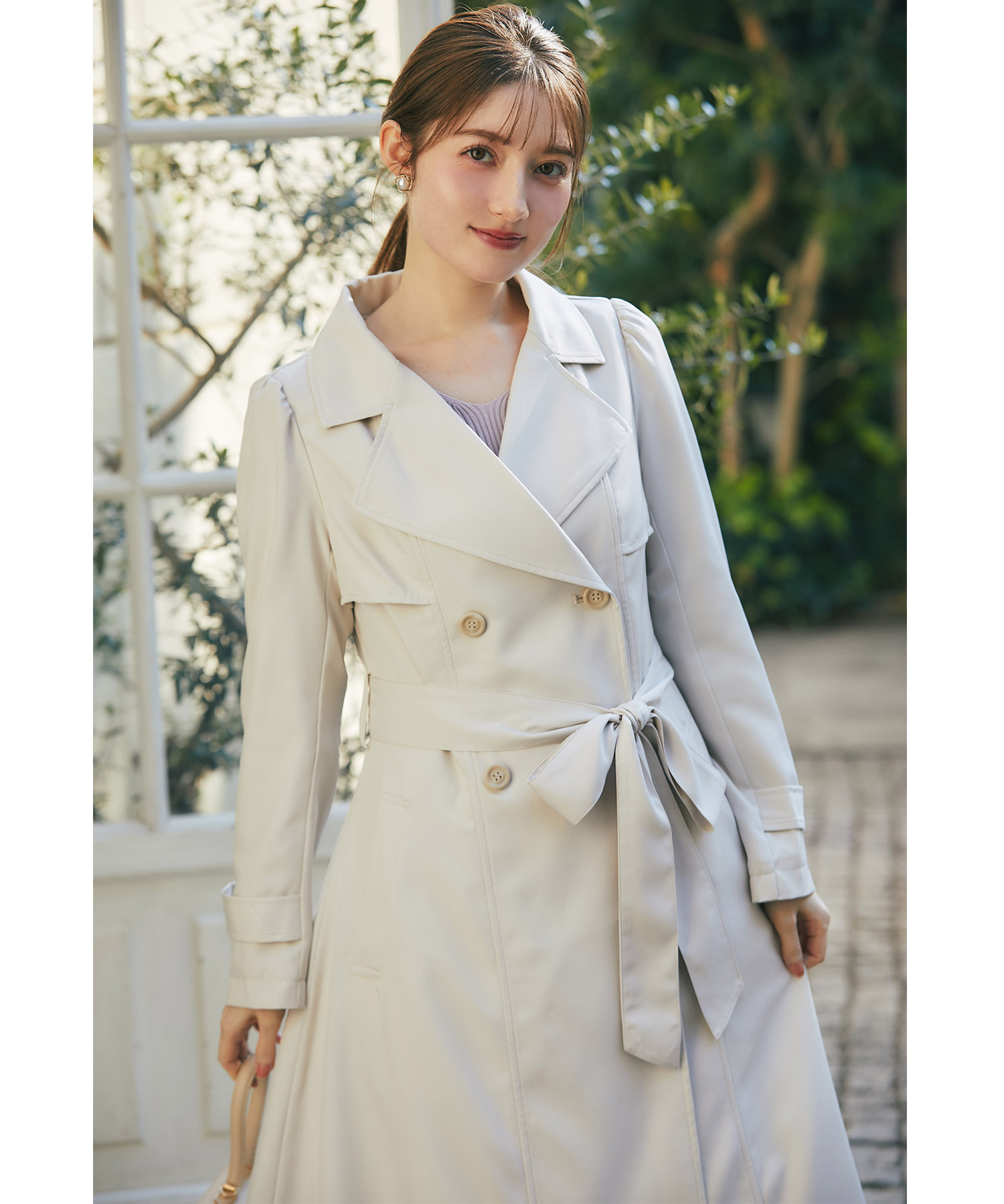 ウエストりぼん付き後ろチュール切り替えトレンチコート【emmelia エメリア】 tocco closet(トッコクローゼット)＊スペシャルプライス品につき返品/キャンセル/配送日指定不可/ラッピング不可/少量在庫のセールの為交換は出来かねる場合がございます。
