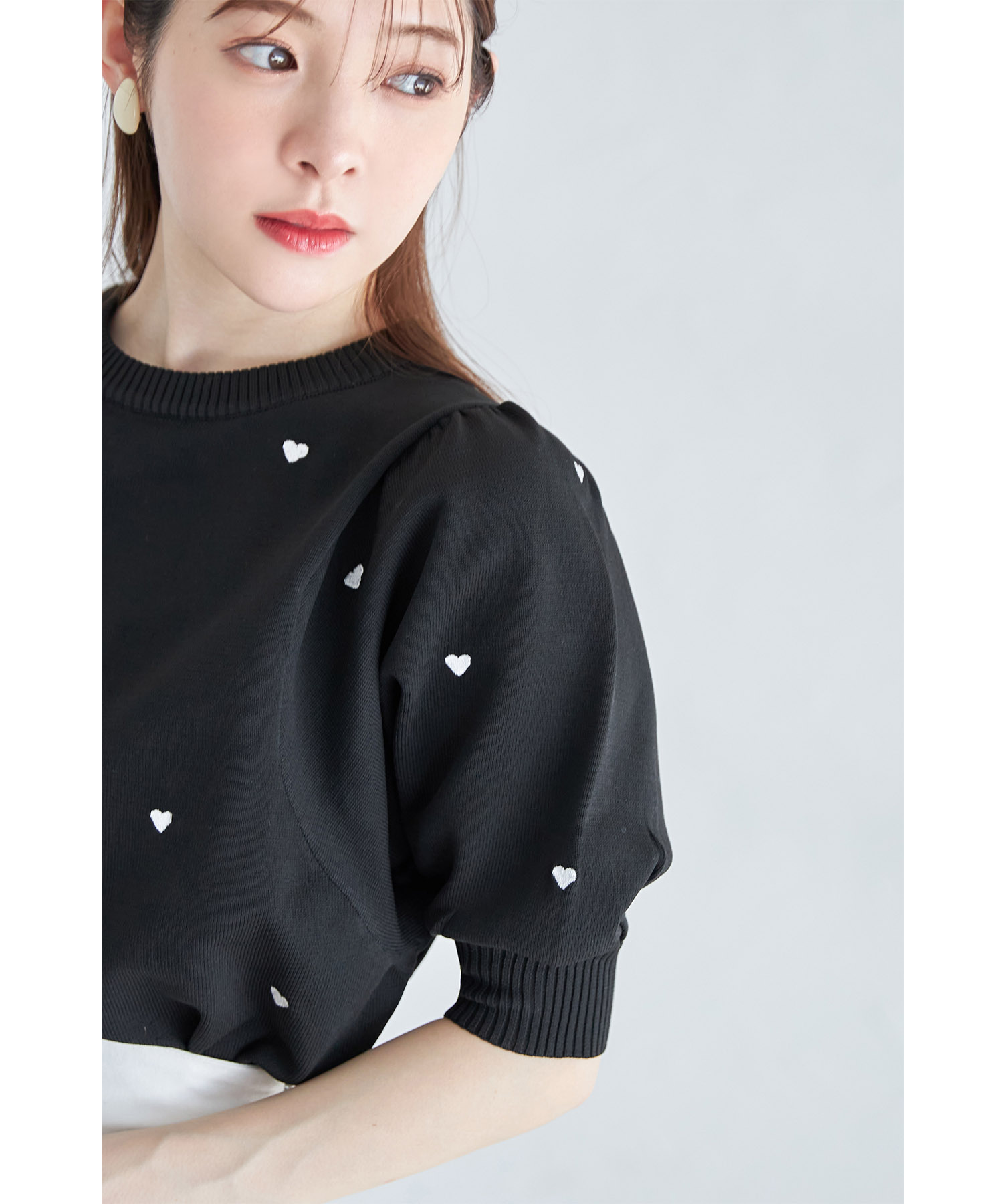 ハート刺繍ニットプルオーバー【fanolia ファノリア】 tocco closet(トッコクローゼット)＊スペシャルプライス品につき返品/キャンセル/配送日指定不可/ラッピング不可/少量在庫のセールの為交換は出来かねる場合がございます。