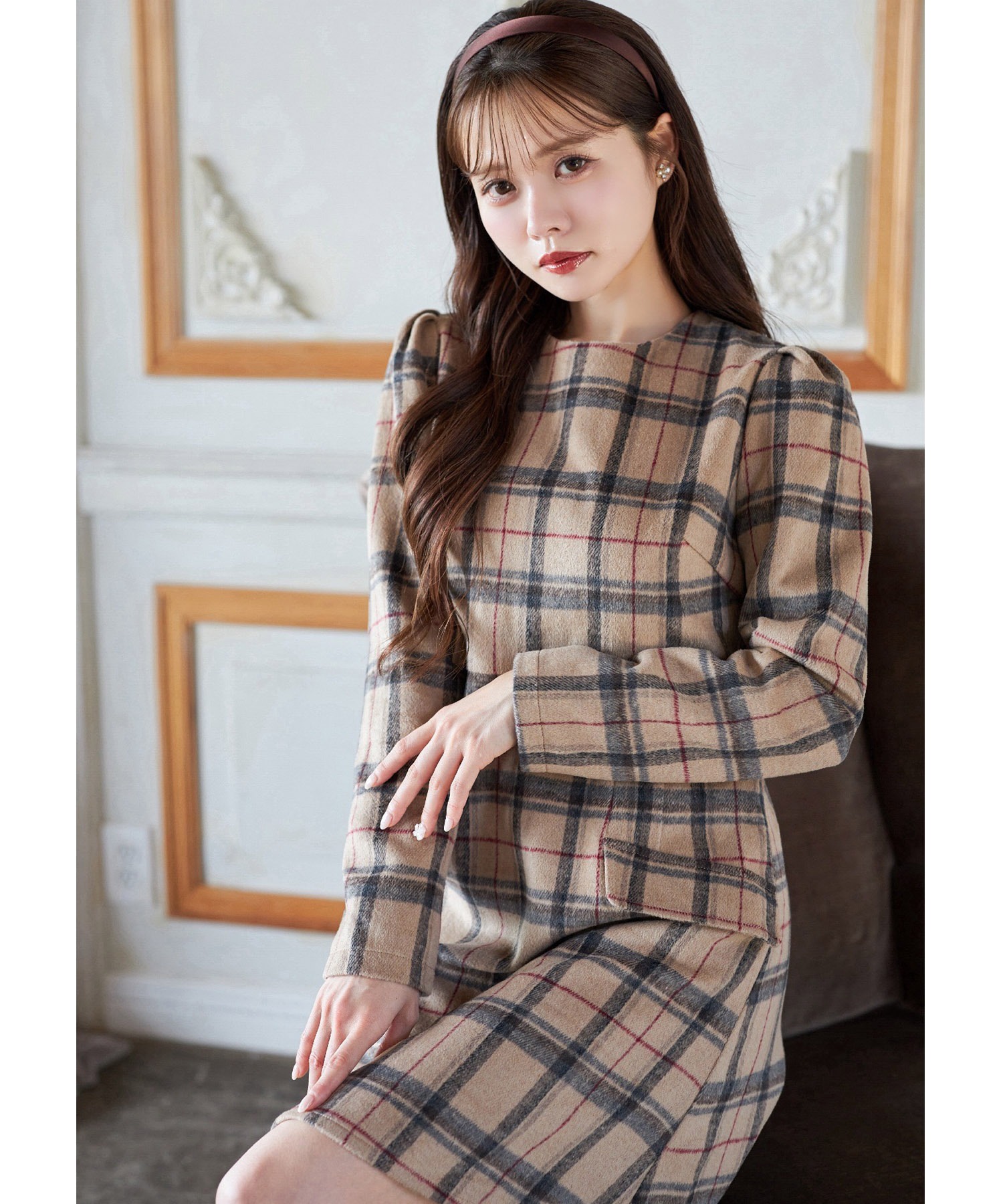 フェイクポケット付き起毛チェック台形ミニワンピース【farex ファレクス】 tocco closet≪@ichaaakoさんコラボ≫ ＊スペシャルプライス品につき返品/キャンセル/配送日指定不可/ラッピング不可/少量在庫のセールの為交換は出来かねる場合がございます。