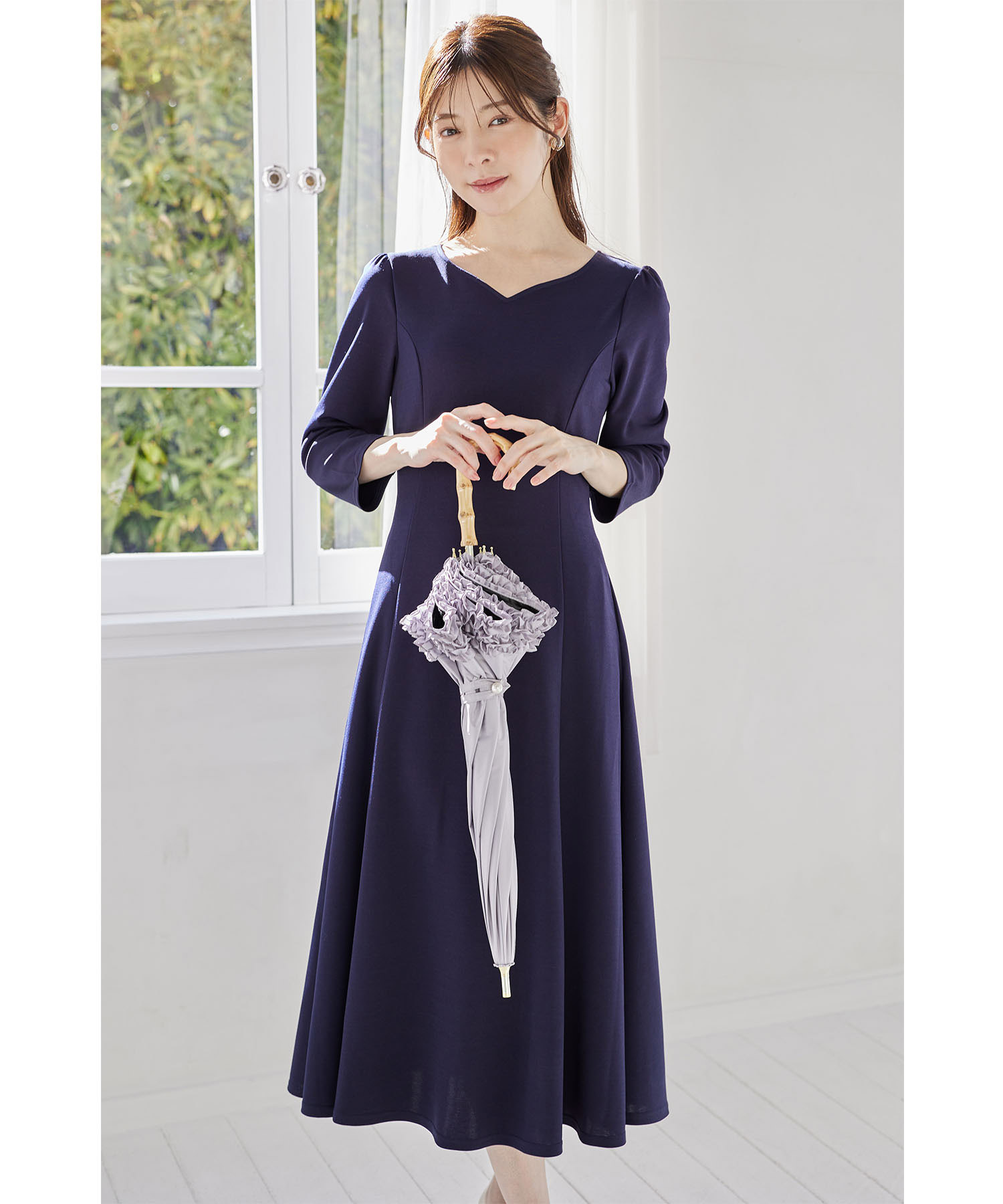 ＵＶカット＆接触冷感♪ハートネックフレアワンピース 【finania】 tocco closet《UV Item Collection》＊スペシャルプライス品につき返品/キャンセル/配送日指定不可/ラッピング不可/少量在庫のセールの為交換は出来かねる場合がございます。