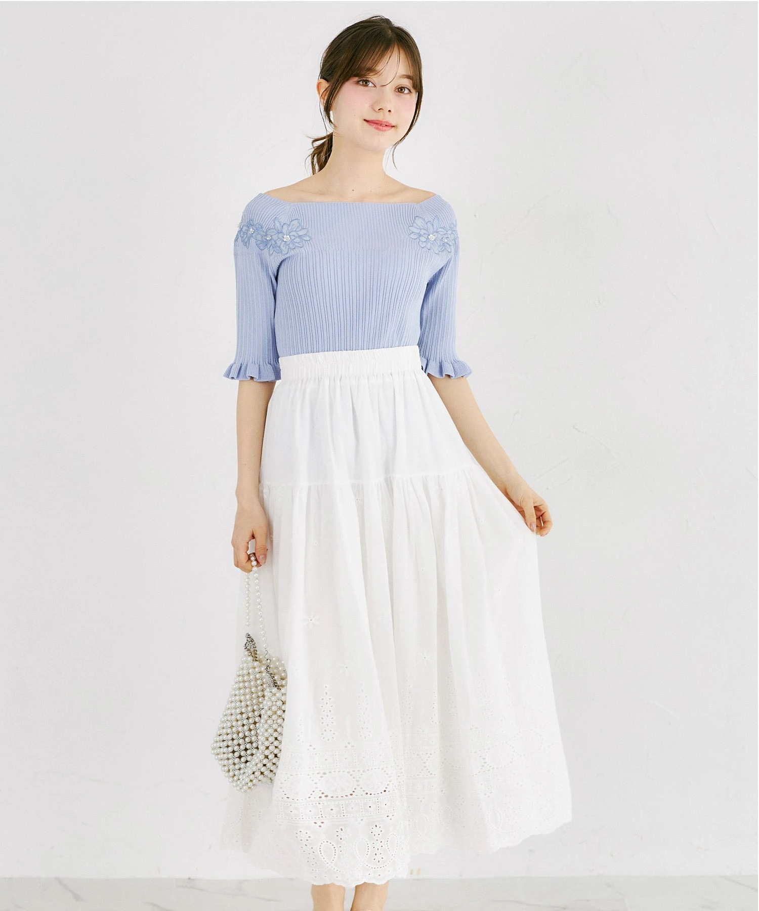 裾パネルコットンレースティアードスカートト 5月25日(月)オフィシャルサイト限定オフホワイト再販☆ tocco closet(トッコクローゼット)※少量の在庫確保による再販売の為、交換は出来かねる場合がございます。予めご了承ください。
