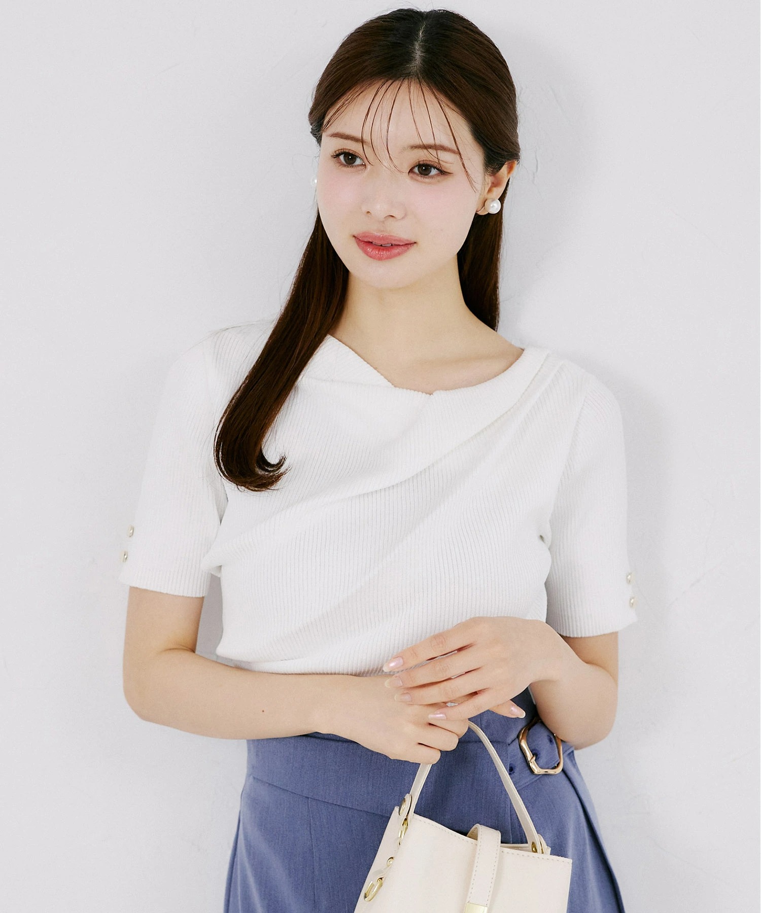 tocco トッコクローゼット　
ＵＶカット＆接触冷感＆毛玉ができにくい＆ハンドウォッシュ♪ドレープリブニットプルオーバー