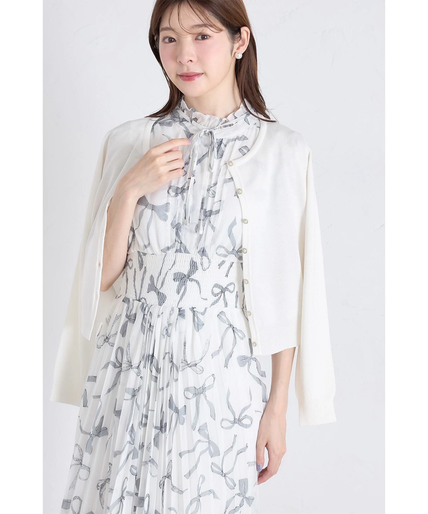 tocco トッコクローゼット　ＵＶカット＆接触冷感＆ハンドウォッシュ♪超強撚パール釦カーディガン