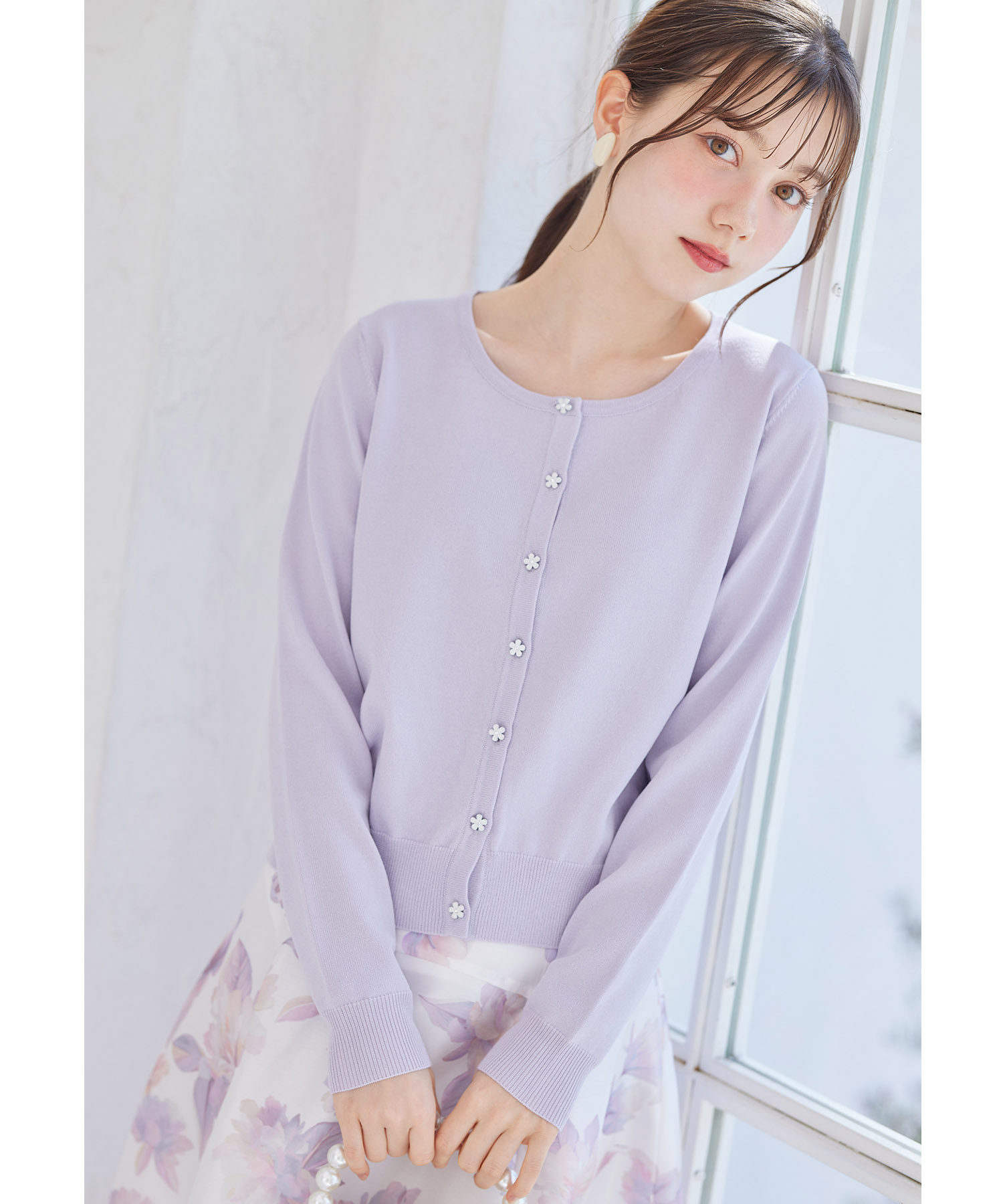 ＵＶカット＆接触冷感♪フラワーモチーフ釦カーディガン 【lawers ラワーズ】 tocco closet(トッコクローゼット)※レモンの入荷はありません