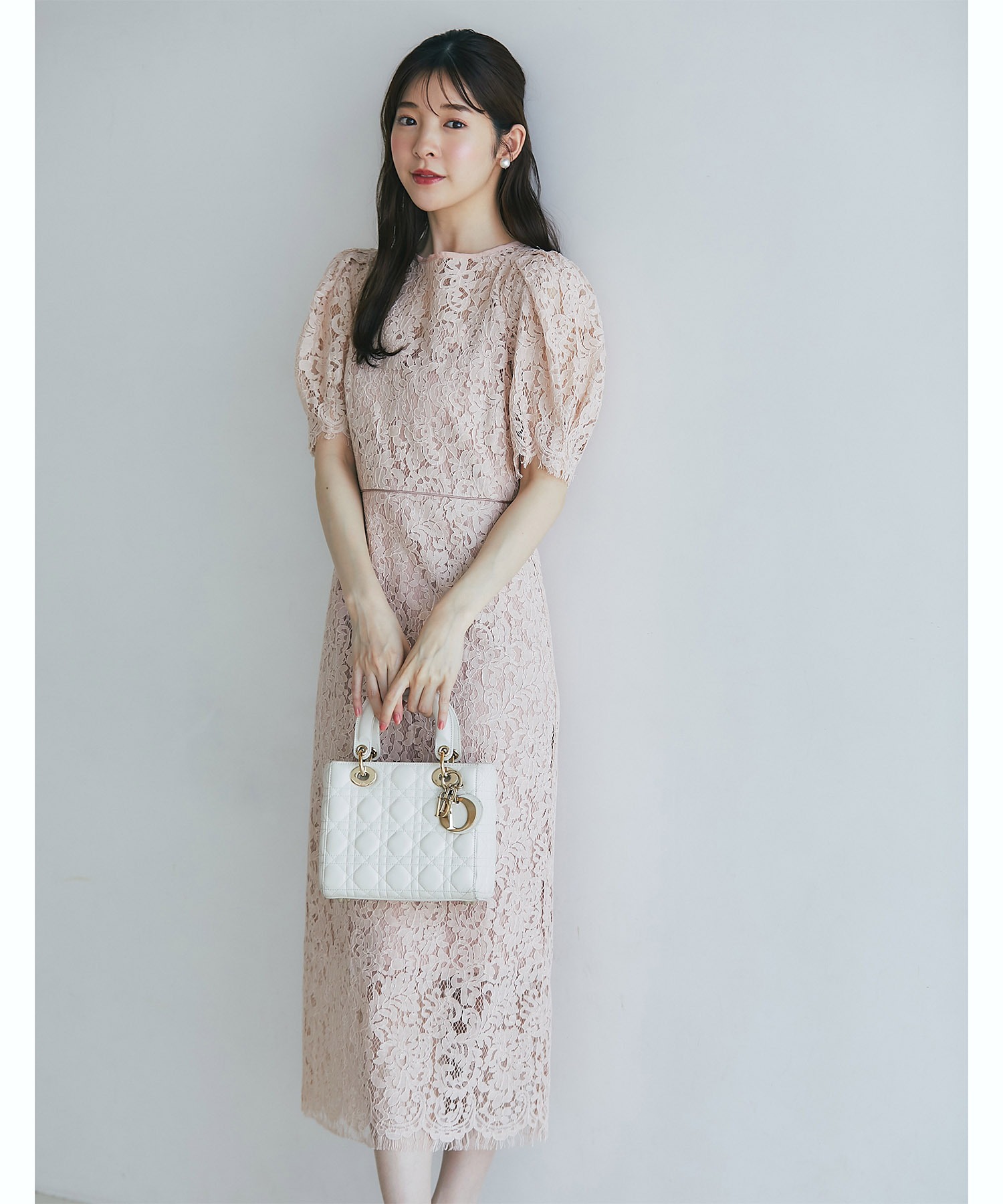 後ろリボン付きパフスリーブレースタイトワンピース【leronia レロニア】tocco closet(トッコクローゼット) ＊スペシャルプライス品につき返品/キャンセル/配送日指定不可/ラッピング不可/少量在庫のセールの為交換は出来かねる場合がございます。