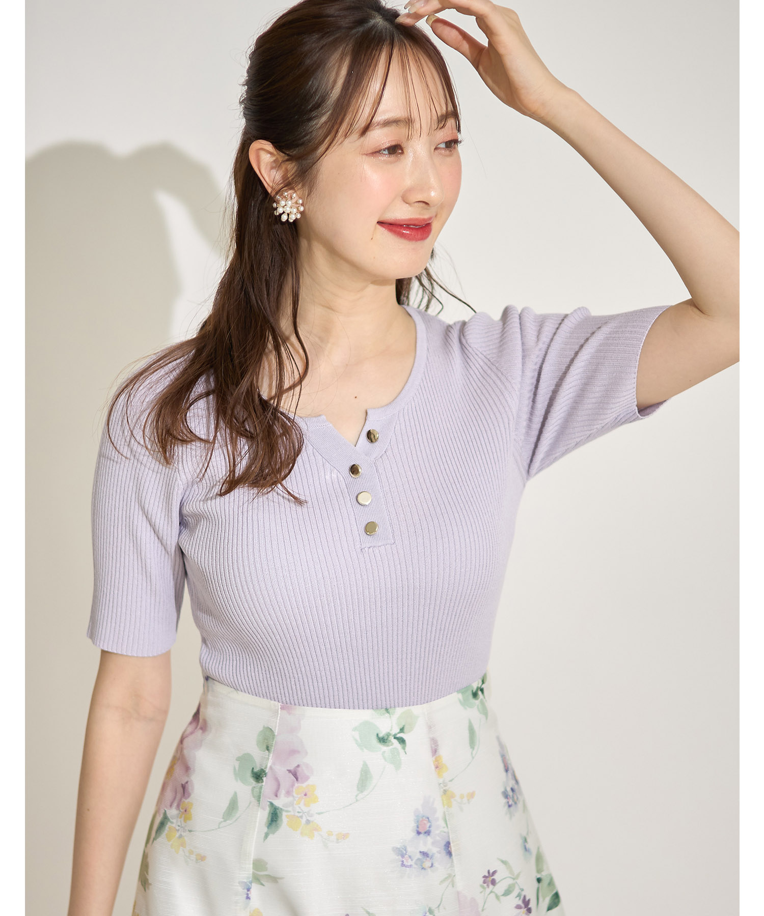 接触冷感♪ヘンリーネックリブニットプルオーバー5月31日(水)オフィシャルサイト限定ブラック、ラベンダー再販☆【limany リマニー】 tocco closet(トッコクローゼット)≪多機能アイテム≫