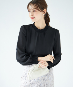 裏起毛であったか素材♪プチハイネックシャーリングブラウス1月8日(水)オフィシャルサイト限定ライトグレー、ブラック再販【ricote リコート】 tocco closet　※少量の在庫確保による再販売の為、交換は出来かねる場合がございます。予めご了承ください。
