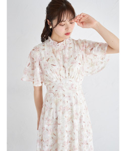 フラワープリント×ジャガード×金刺繍フレアスリーブシャーリングワンピース  8月2日(金)再販決定☆【leony レオニー】 tocco closet(トッコクローゼット) ※少量の在庫確保による再販売の為、交換は出来かねる場合がございます。予めご了承ください。