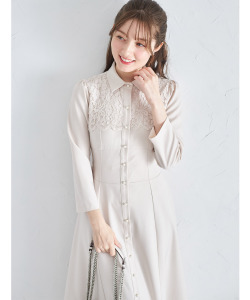 ヨークレース切り替えバックレースアップシャツワンピース【malses マルシス】 tocco closet(トッコクローゼット) ＊スペシャルプライス品につき返品/キャンセル/配送日指定不可/ラッピング不可/少量在庫のセールの為交換は出来かねる場合がございます。
