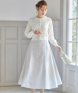 ツイードパイピングハイウエストスカート【enadia エナディア】 tocco closet(トッコクローゼット)　＊スペシャルプライス品につき返品/キャンセル/配送日指定不可/ラッピング不可/少量在庫のセールの為交換は出来かねる場合がございます。