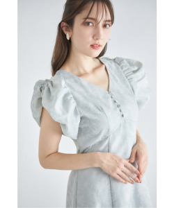 シャーリングスリーブダマスクプリントバックリボンワンピース 3月1日(金)再販☆【mitalis ミタリス】 tocco closet≪tocco closet luxe≫ ※少量の在庫確保による再販売の為、交換は出来かねる場合がございます。予めご了承ください。