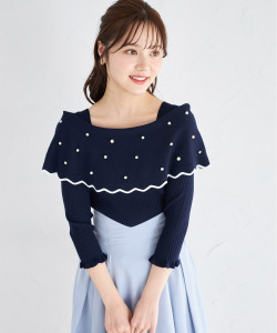 パールビジュー付き配色オフショルニットプルオーバー【nalame ナレーム】 tocco closet(トッコクローゼット)　＊スペシャルプライス品につき返品/キャンセル/配送日指定不可/ラッピング不可/少量在庫のセールの為交換は出来かねる場合がございます。