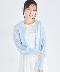パール釦シアーラメニットカーディガン  7/10(金)～7/15(水)限定タイムセール☆《Vacance Onepiece 2025》＊スペシャルプライス品につき返品/キャンセル/配送日指定不可/ラッピング不可/少量在庫のセールの為交換は出来かねる場合がございます