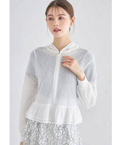 パールチャーム付き裾フリルシアーパーカー【shidey シディ】tocco closet(トッコクローゼット)＊スペシャルプライス品につき返品/キャンセル/配送日指定不可/ラッピング不可/少量在庫のセールの為交換は出来かねる場合がございます。