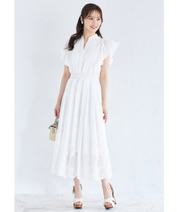 りぼん付きスキッパー裾パネルレースコットンワンピース 4月14日(月)オフィシャルサイト限定再販☆【lodely ロデリー】※少量の在庫確保による再販売の為、交換は出来かねる場合がございます。予めご了承ください。